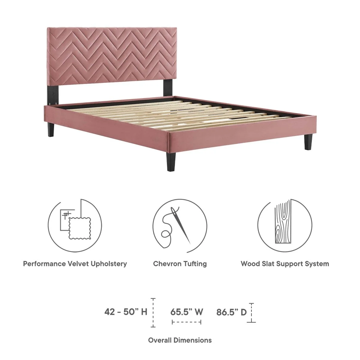Chevron Tufted Performance Velvet Platform Bed - Image 17
