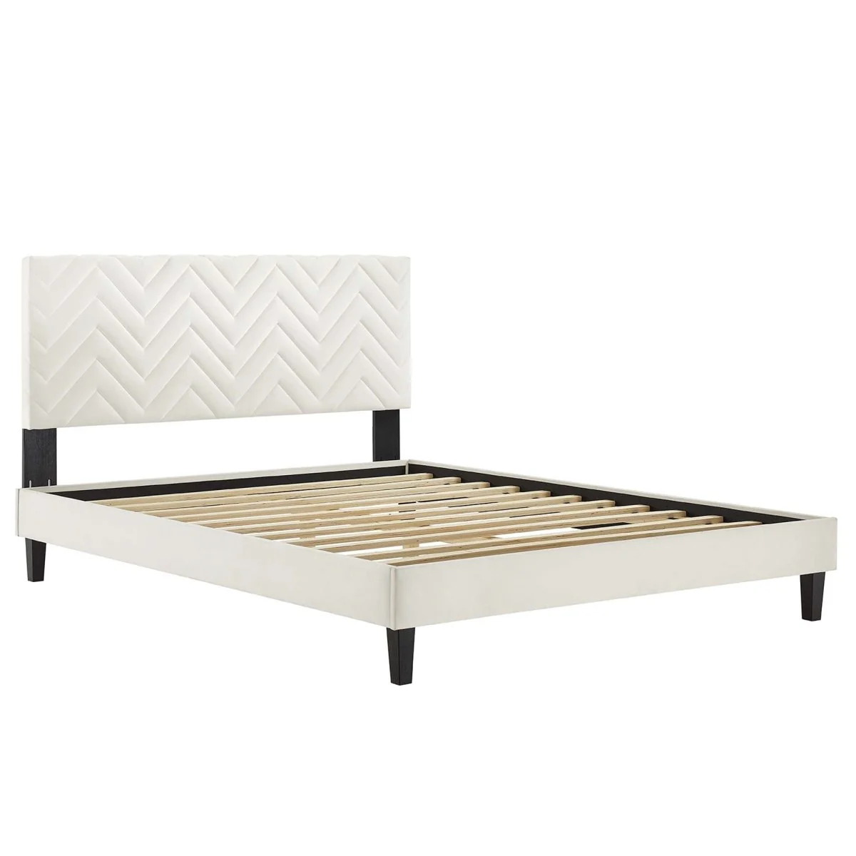 Chevron Tufted Performance Velvet Platform Bed - Image 4