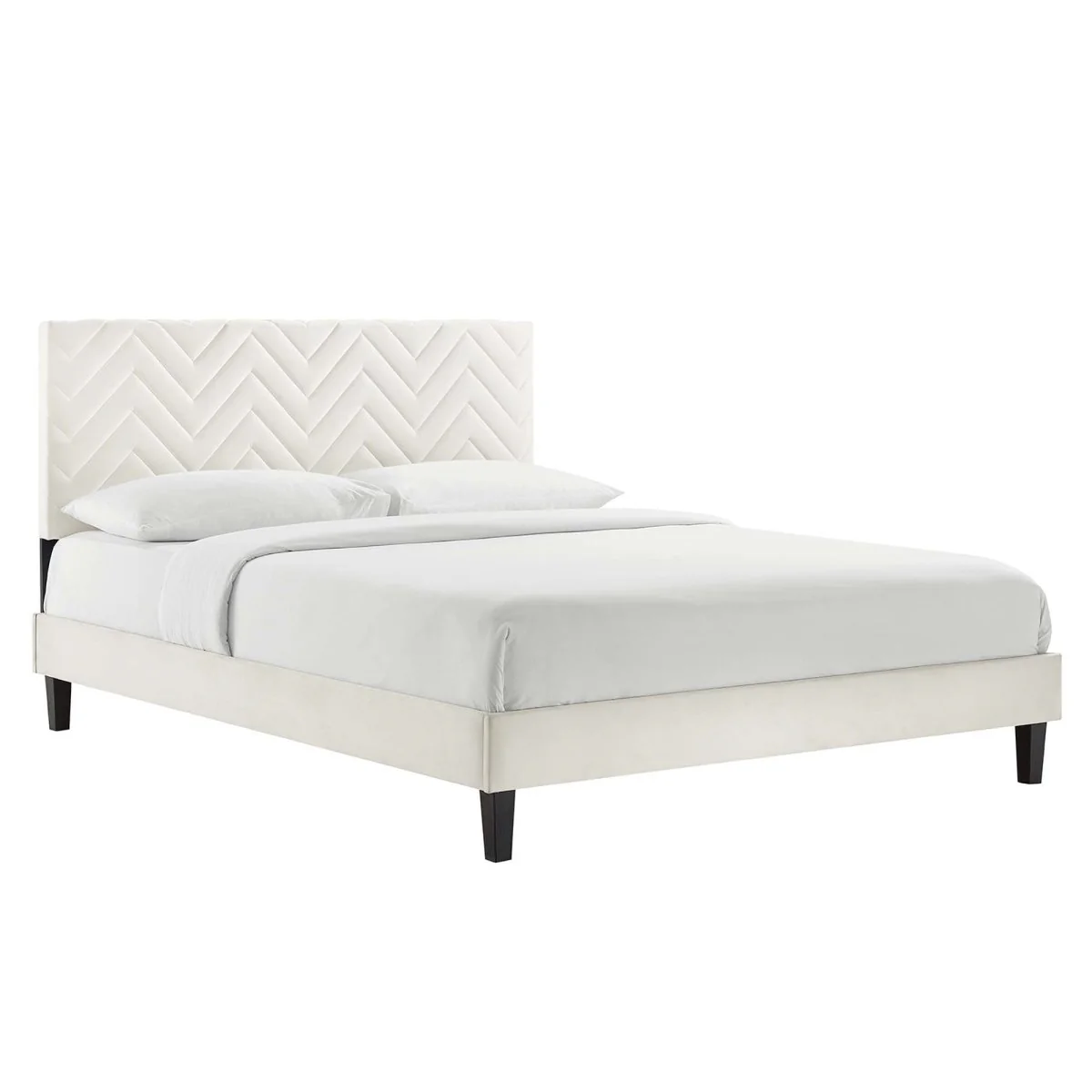 Chevron Tufted Performance Velvet Platform Bed - Image 6