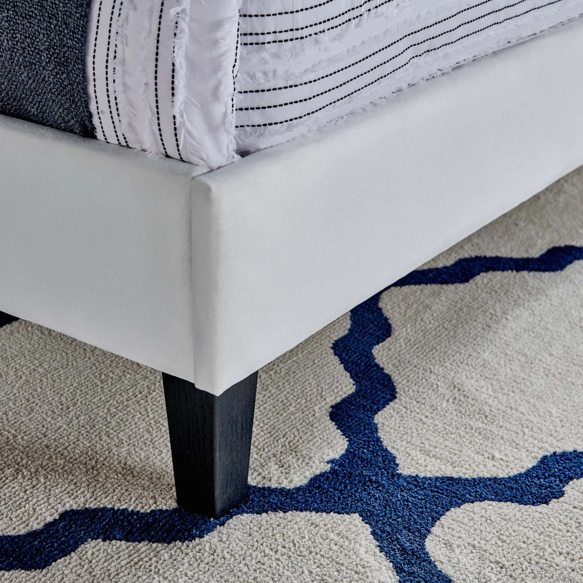 Chevron Tufted Performance Velvet Platform Bed with Tapered Black Legs - Image 20
