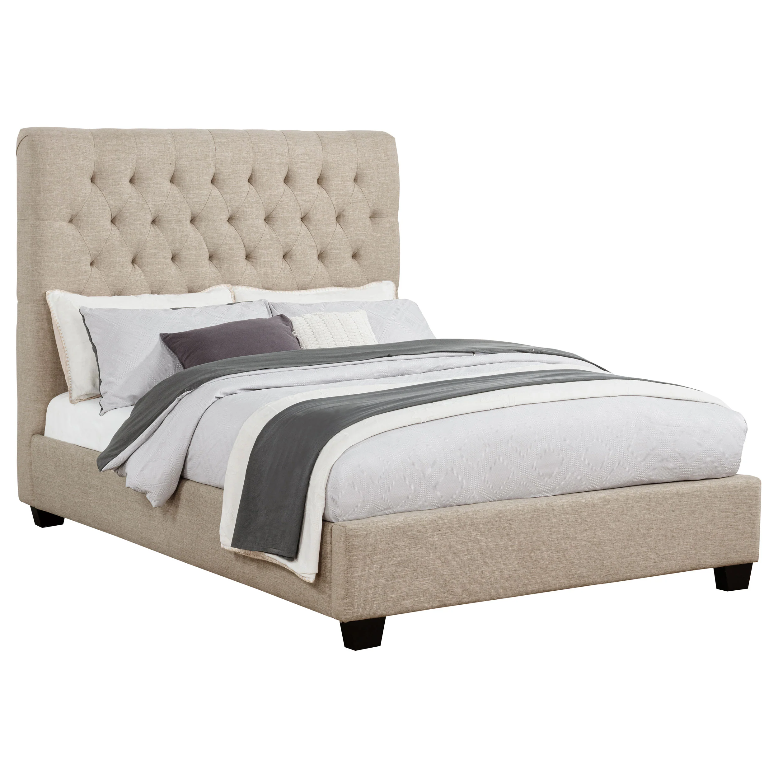 Chloe Upholstered Full Panel Bed in Oatmeal - Image 3