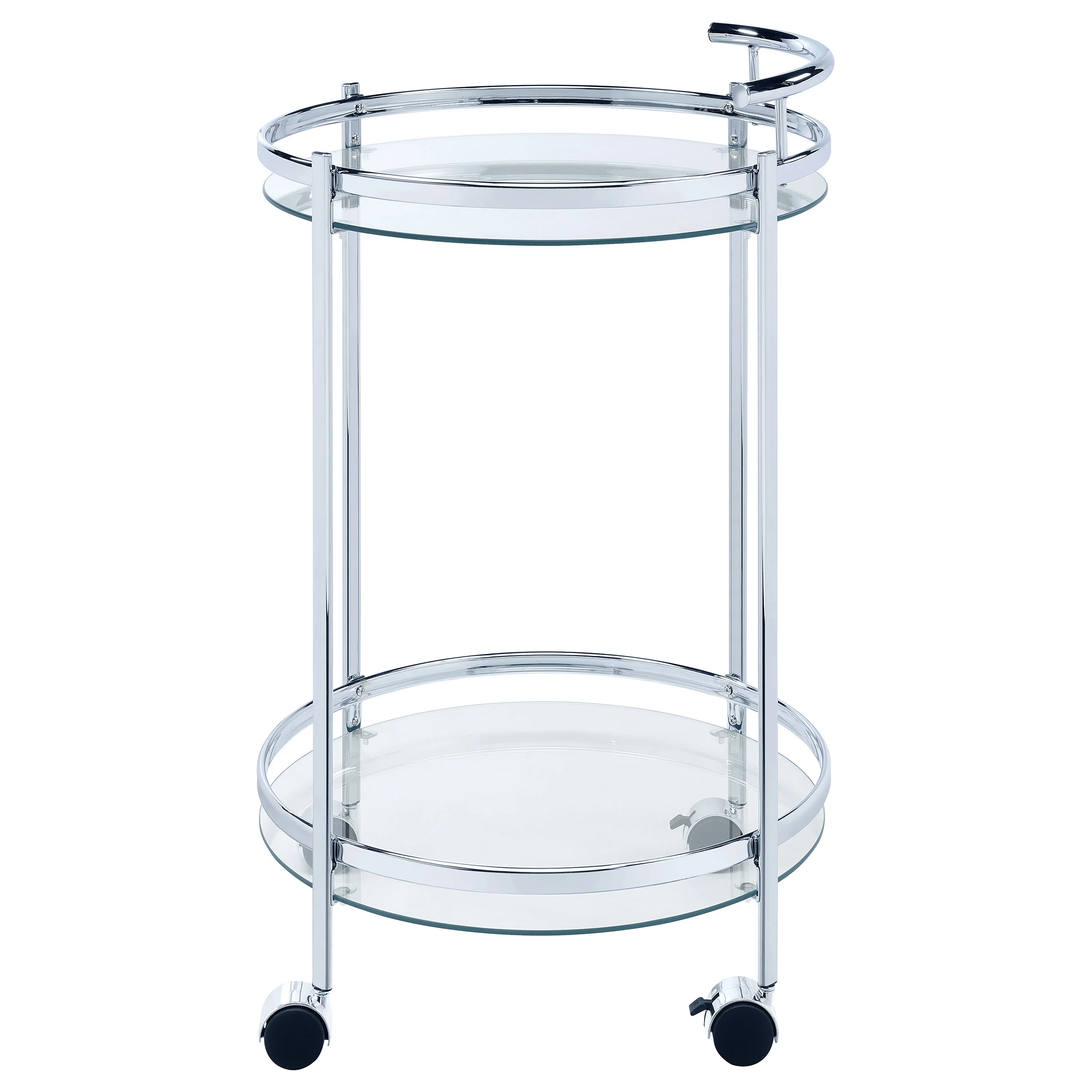 Chrissy Round Glass Shelf Metal Bar Cart Chrome - Image 2