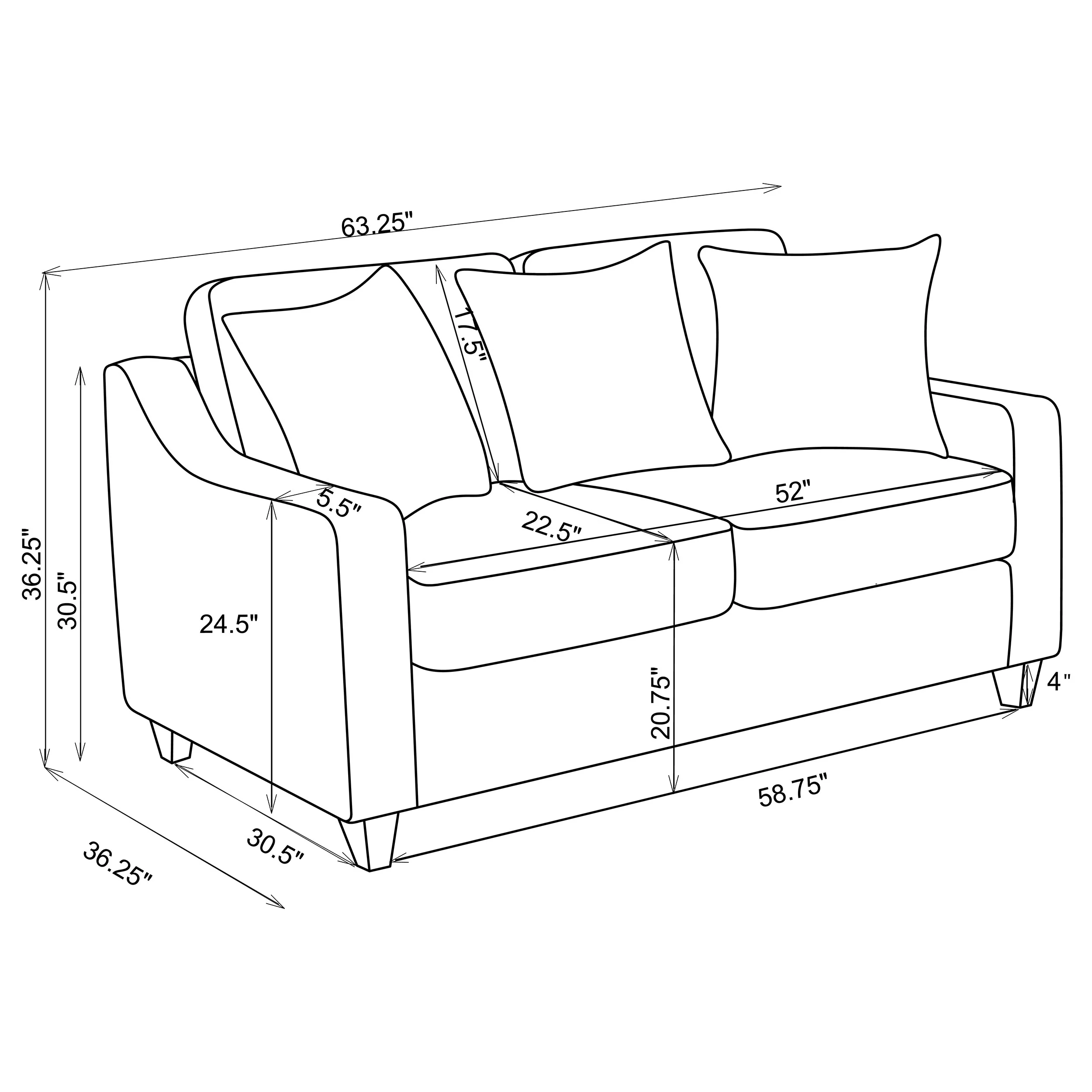 Christine Upholstered Sloped Arm Loveseat in Beige - Image 11
