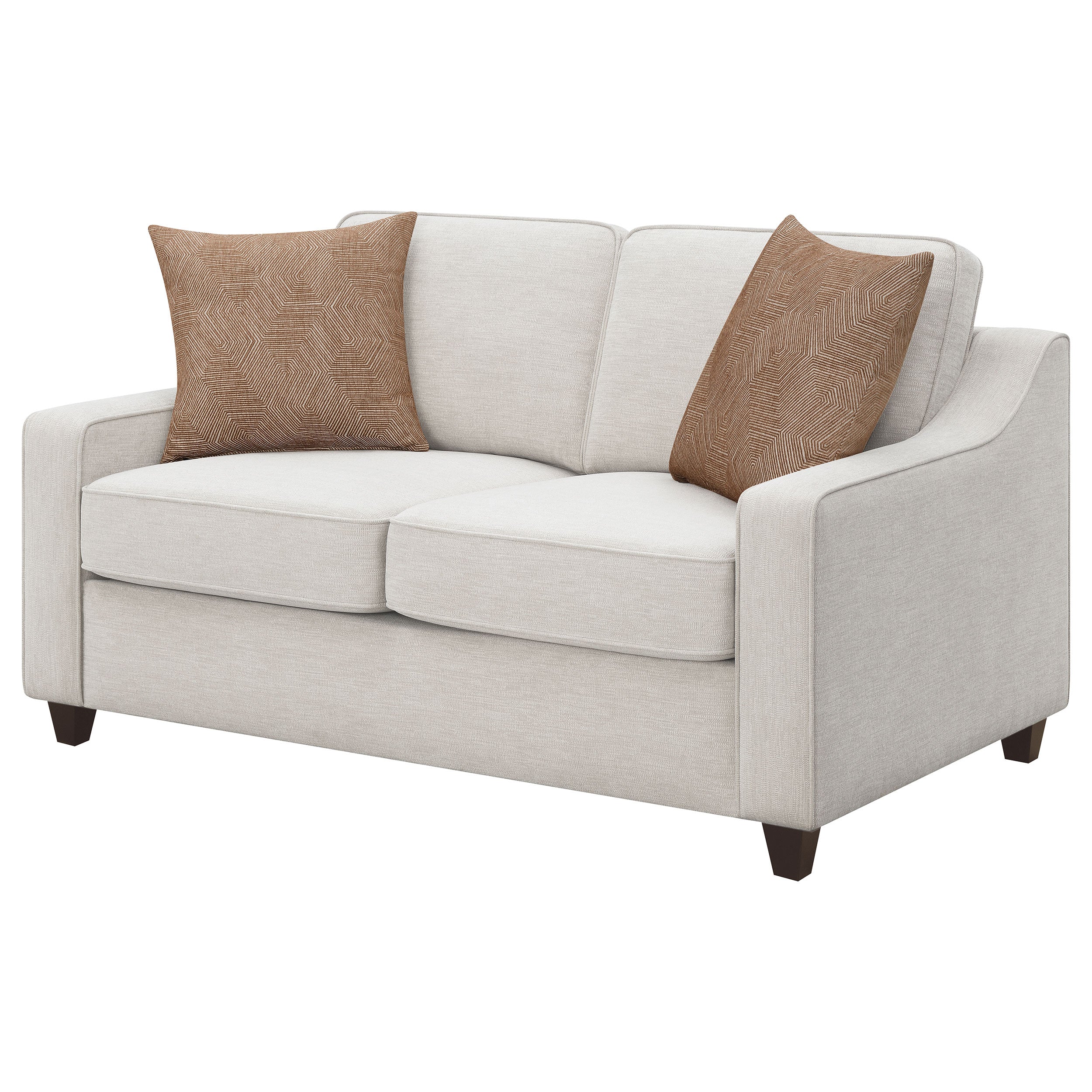 Christine Upholstered Sloped Arm Loveseat in Beige - Image 3