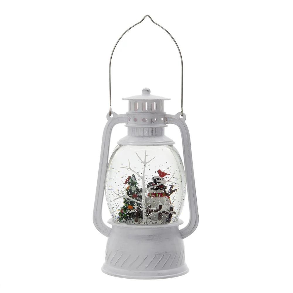 Christmas Plastic / Resin Lantern With Snowman & Tree LED / Water Spinning / 6 Hours Timer, 3*AA Batteries Required - White / Multi - Image 8