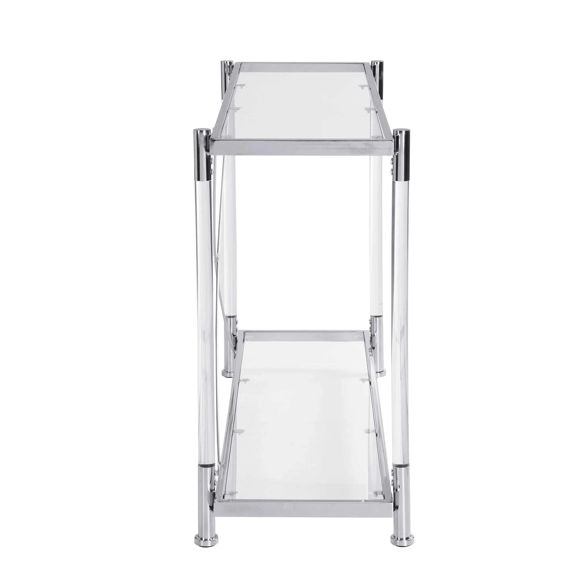 Chrome Glass Sofa Table, Acrylic Side Table, Console Table For Living Room & Bedroom - Chrome - Image 6