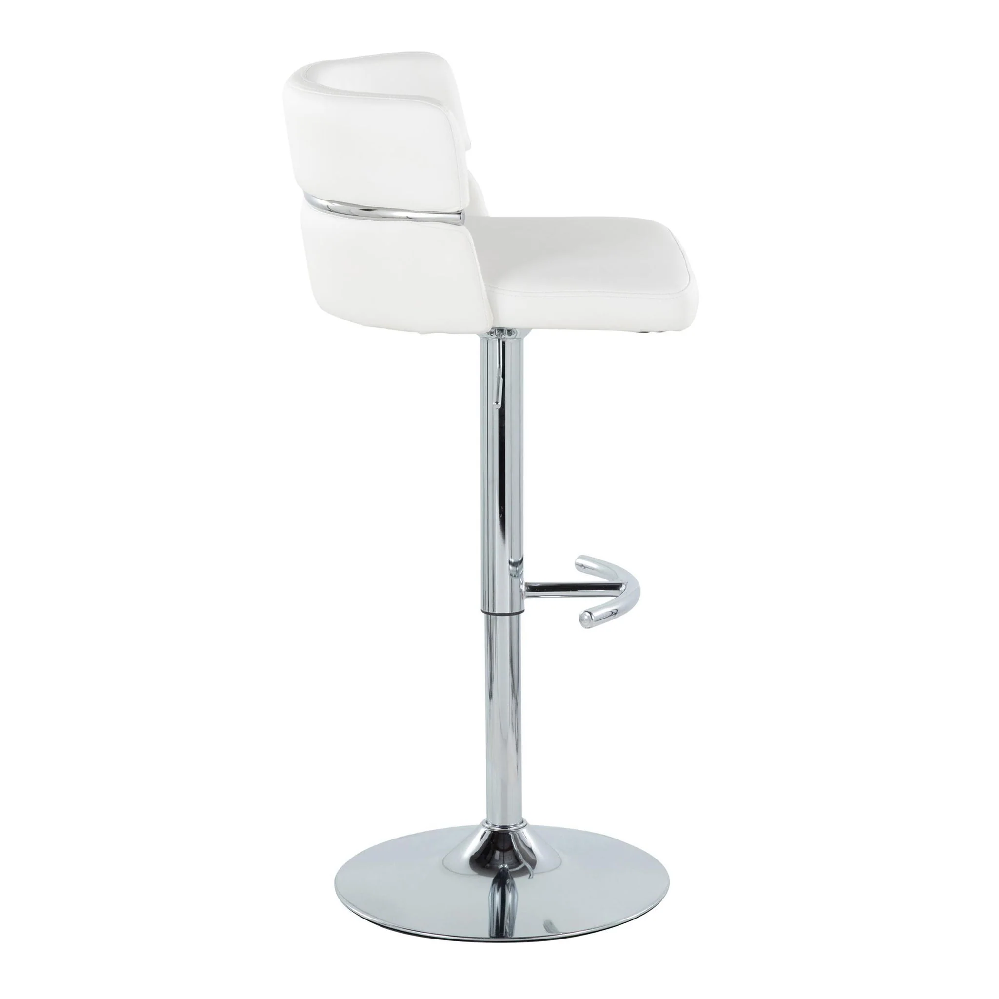Cinch - Contemporary Adjustable Barstool With Swivel With Rounded T Footrest (Set of 2) - Chrome / White - Image 4