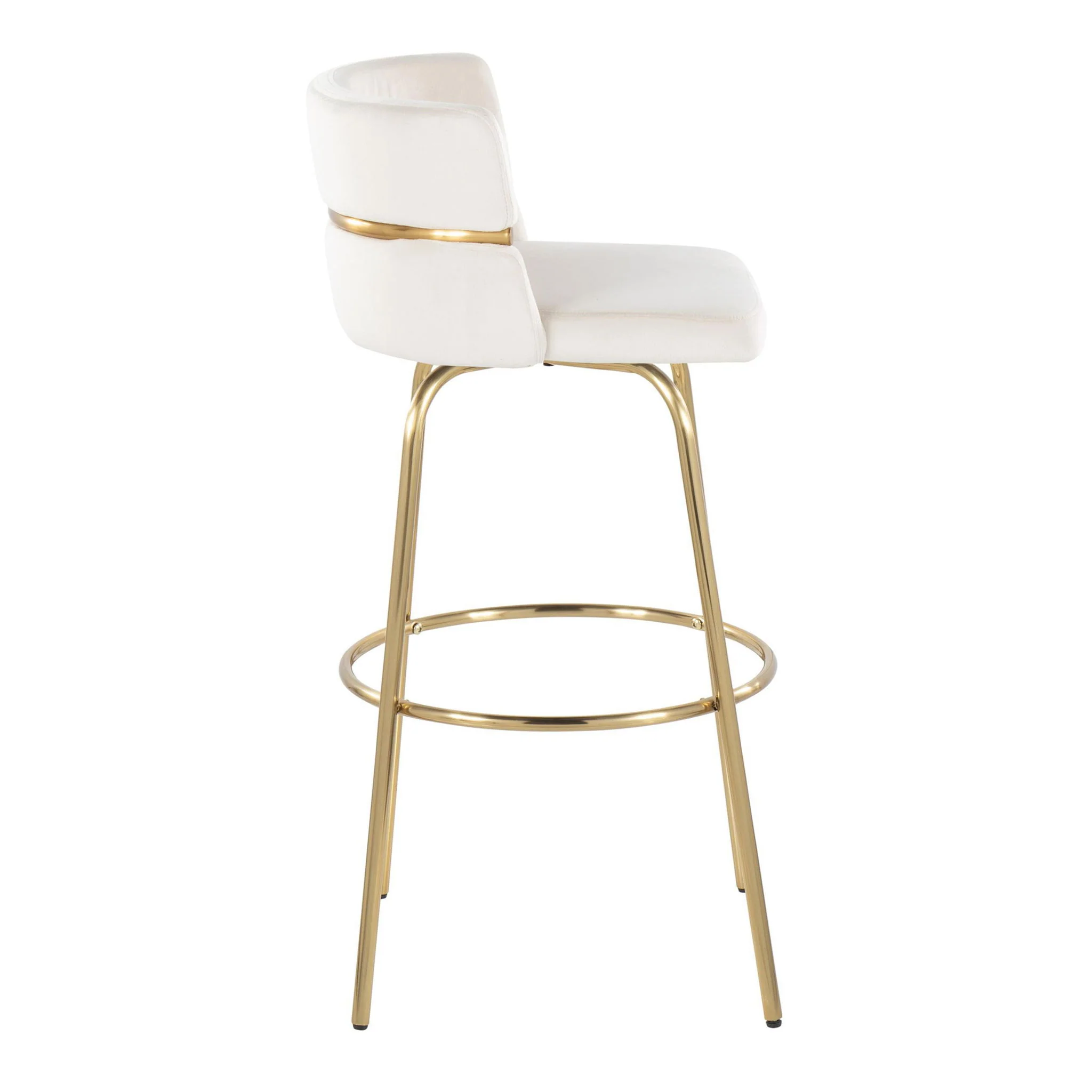 Cinch - Glam / Art Deco Fixed Height Barstool With Swivel With Round Footrest (Set of 2) - Image 4
