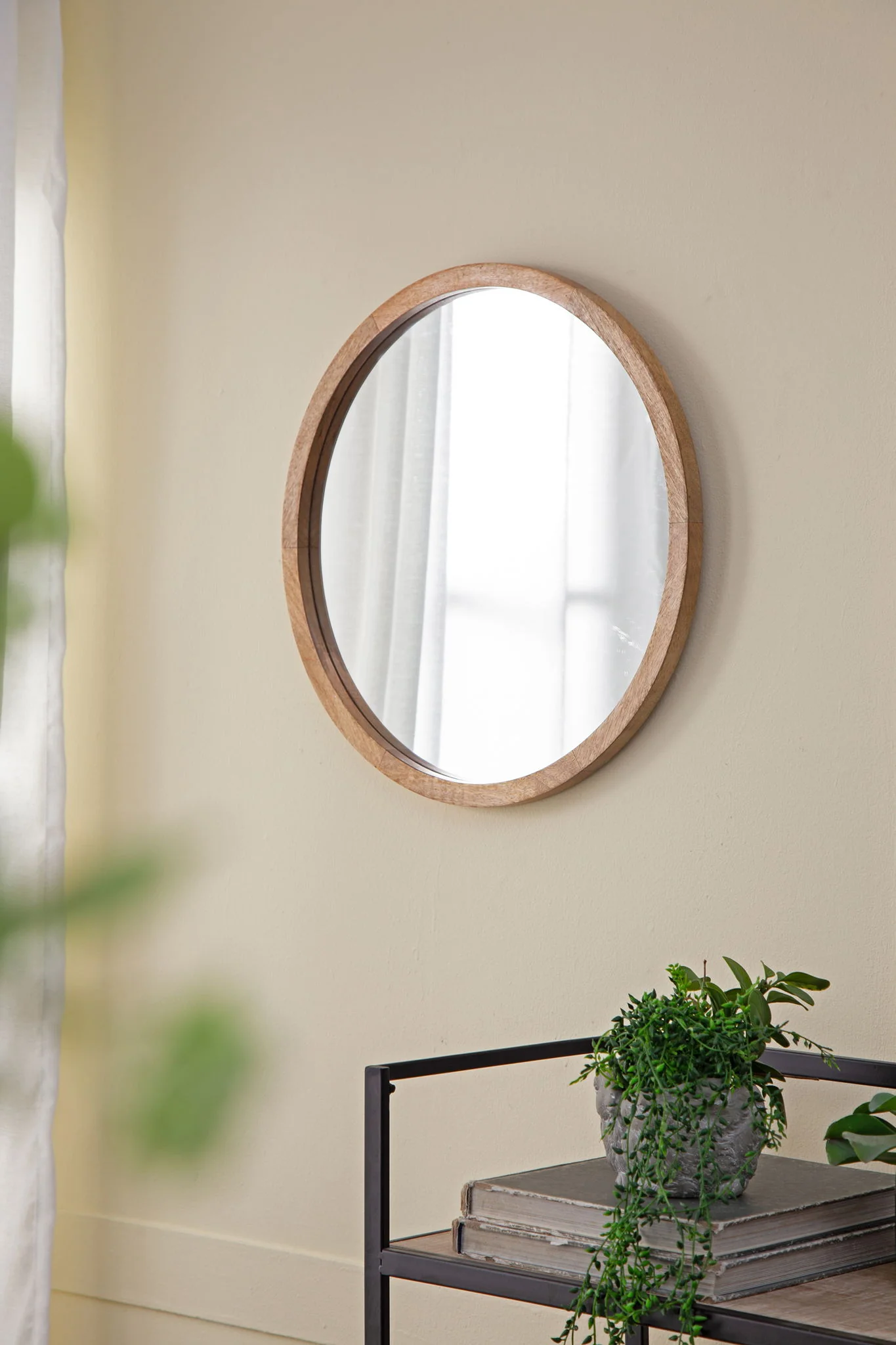 Circle Wall Mirror With Wooden Frame, Wall Mirror For Living Room - Image 23