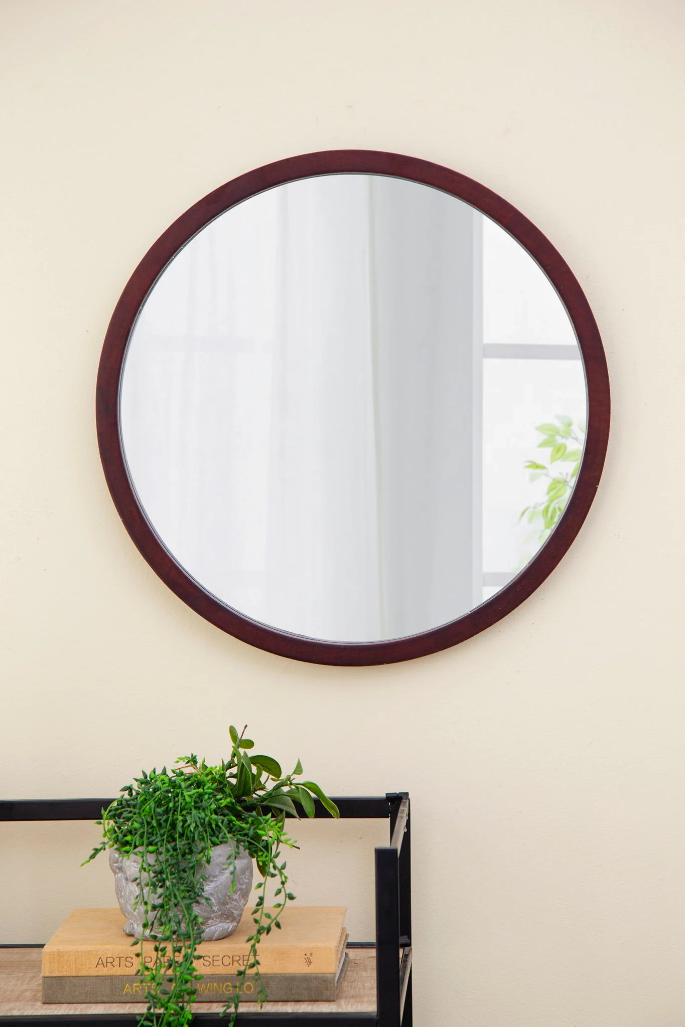 Circle Wall Mirror With Wooden Frame, Wall Mirror For Living Room - Image 7