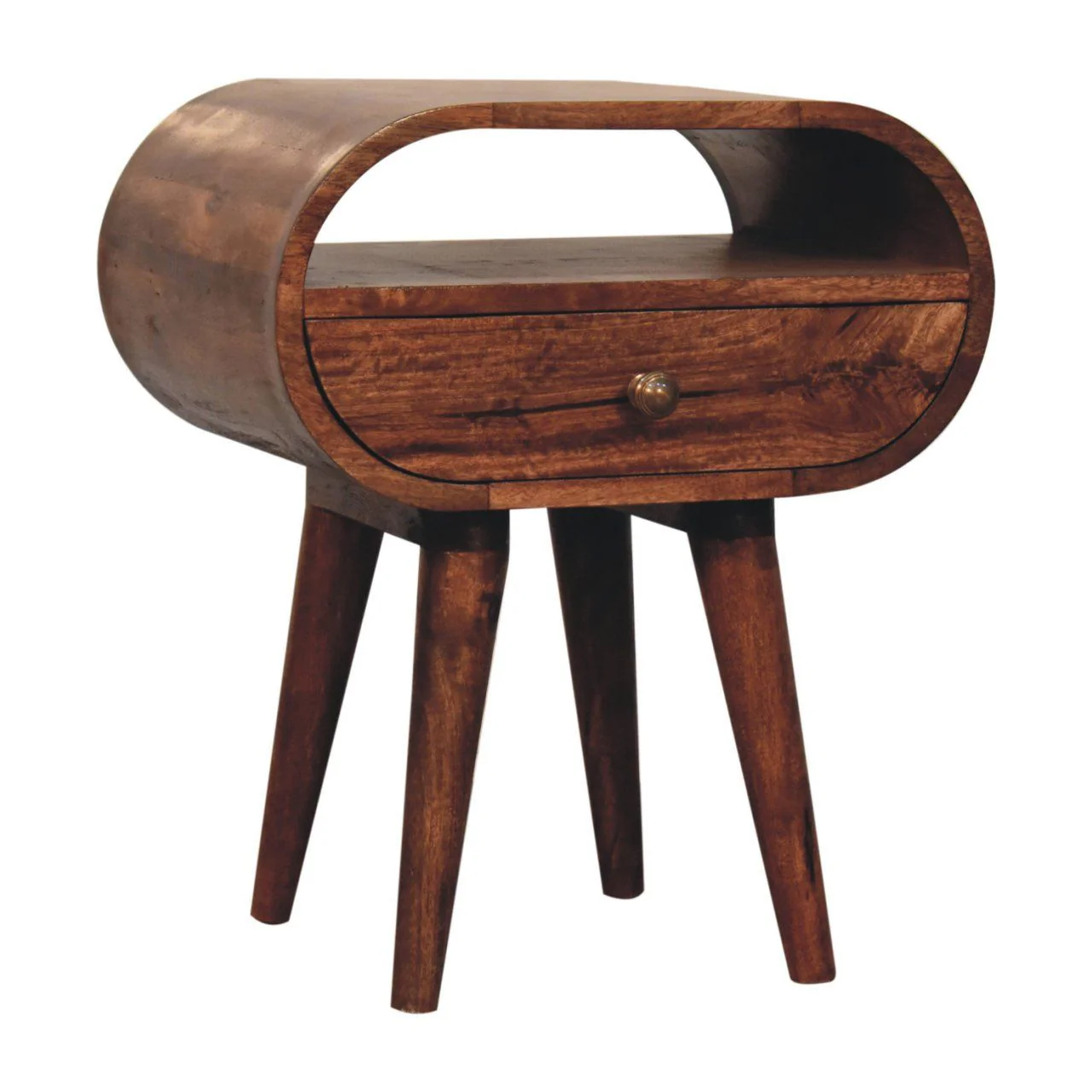 Circular Bedside Table With Open Slot - Caramel - Image 8