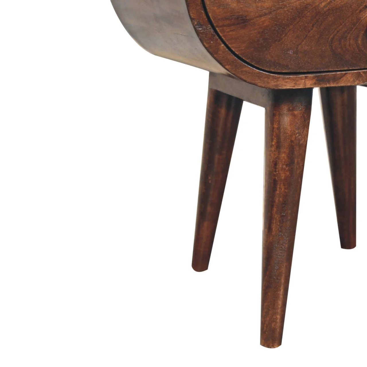 Circular Bedside Table With Open Slot - Walnut - Image 5