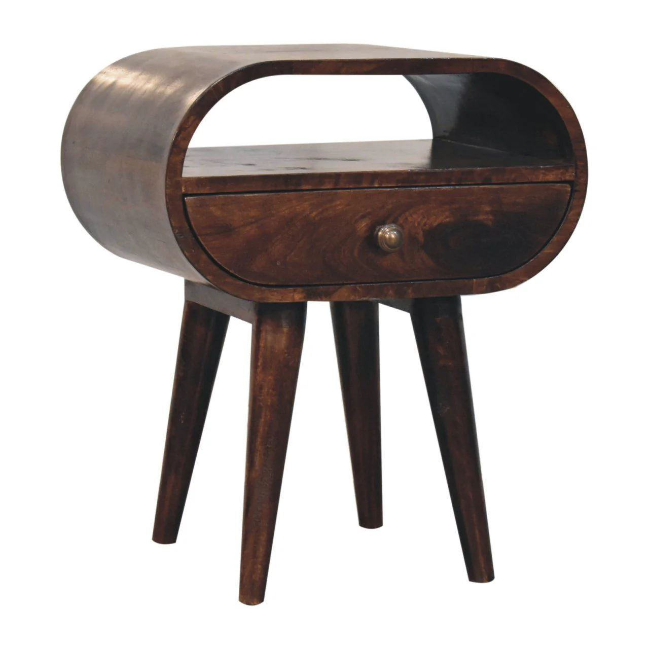 Circular Bedside Table With Open Slot - Walnut - Image 9