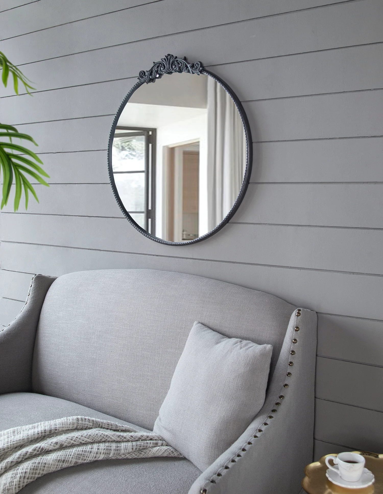 Classic Design Mirror With Baroque Inspired Frame For Bathroom, Entryway Console Lean Against Wall - Image 9