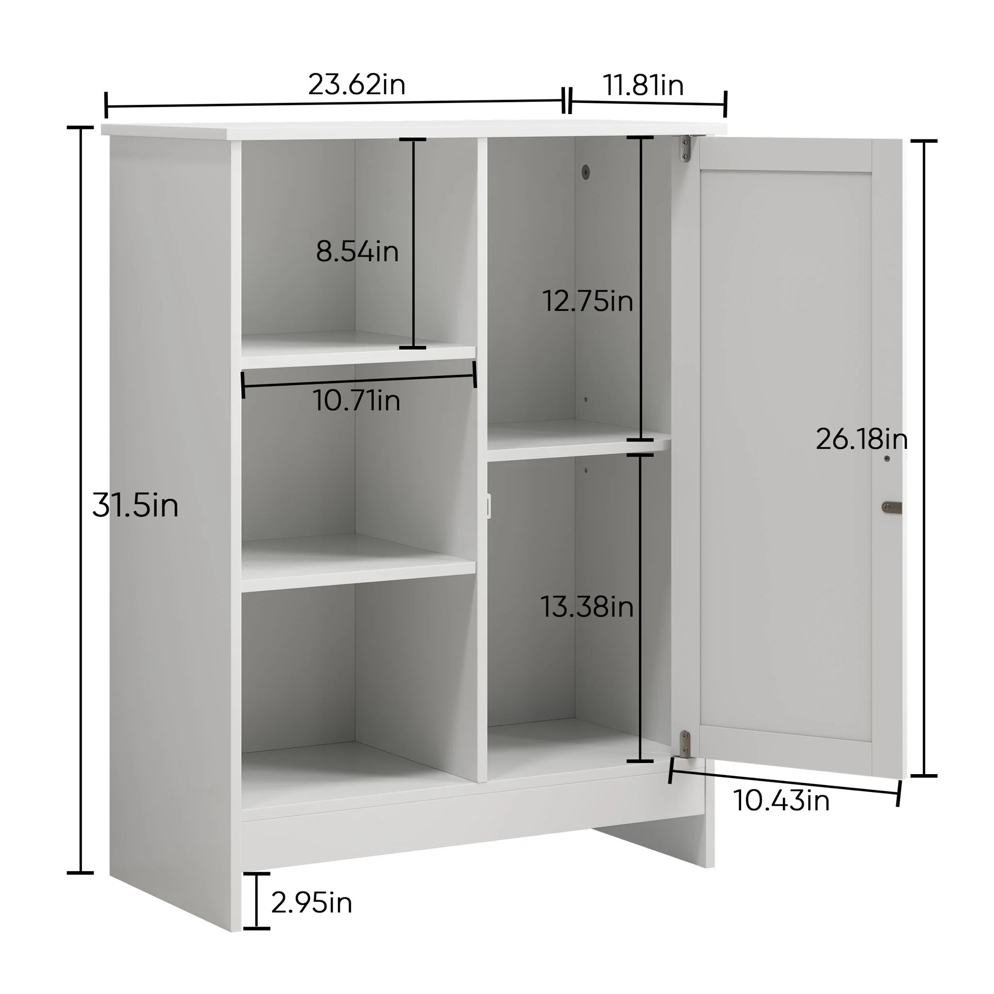Classic Freestanding Bathroom And Kitchen Storage Cabinet With Adjustable Shelves - White - Image 3