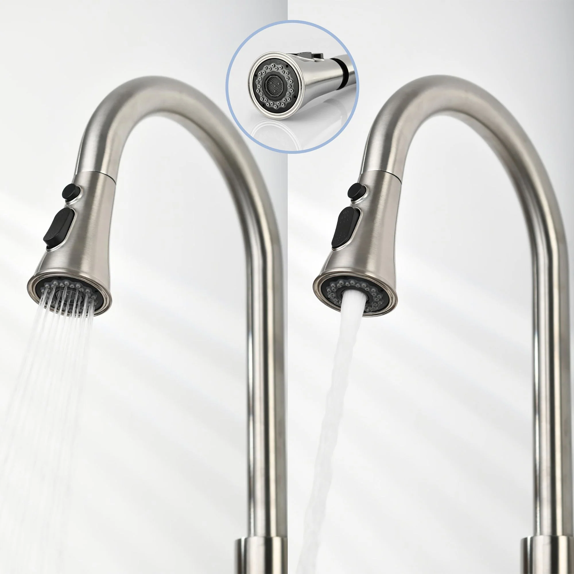 Classic High Arc Kitchen Faucet With Pull Down Sprayer, Stainless Steel - Brushed Nickel - Image 8