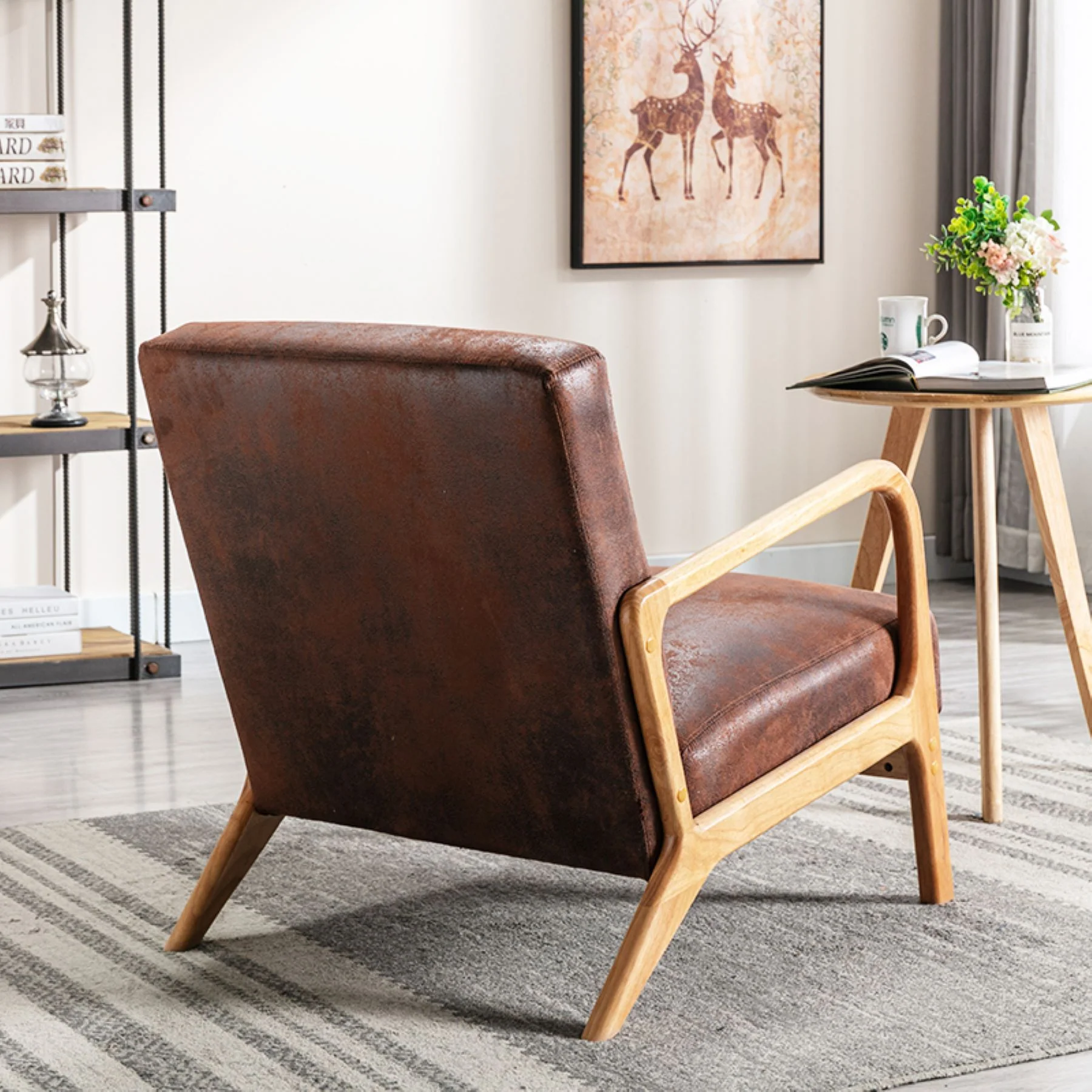 Classic Mid-Century Modern Accent Chairs, Open Framed Armchair With Cushioning - Image 49