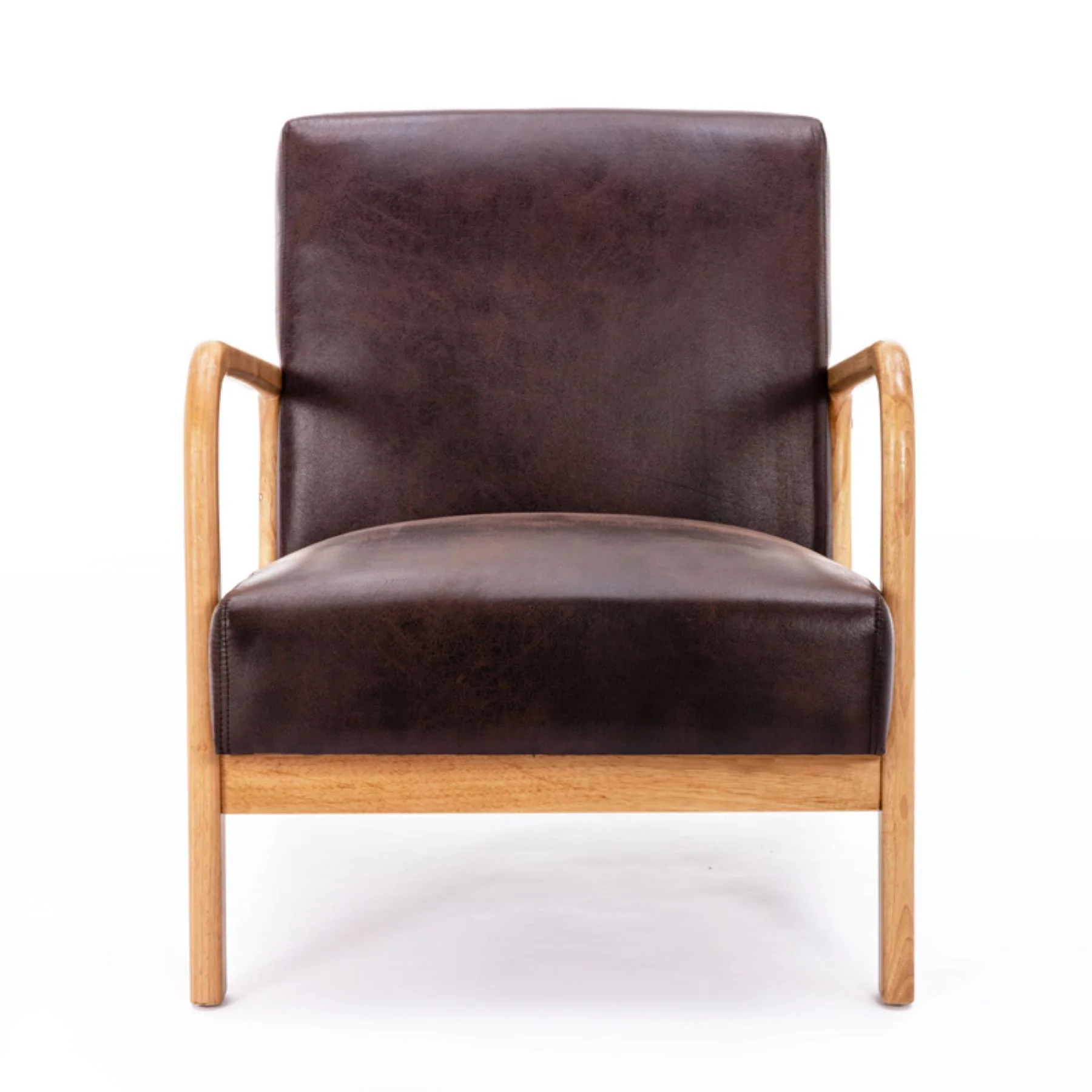 Open Framed Armchair With Cushioning Brown - Dark Brown - Image 8