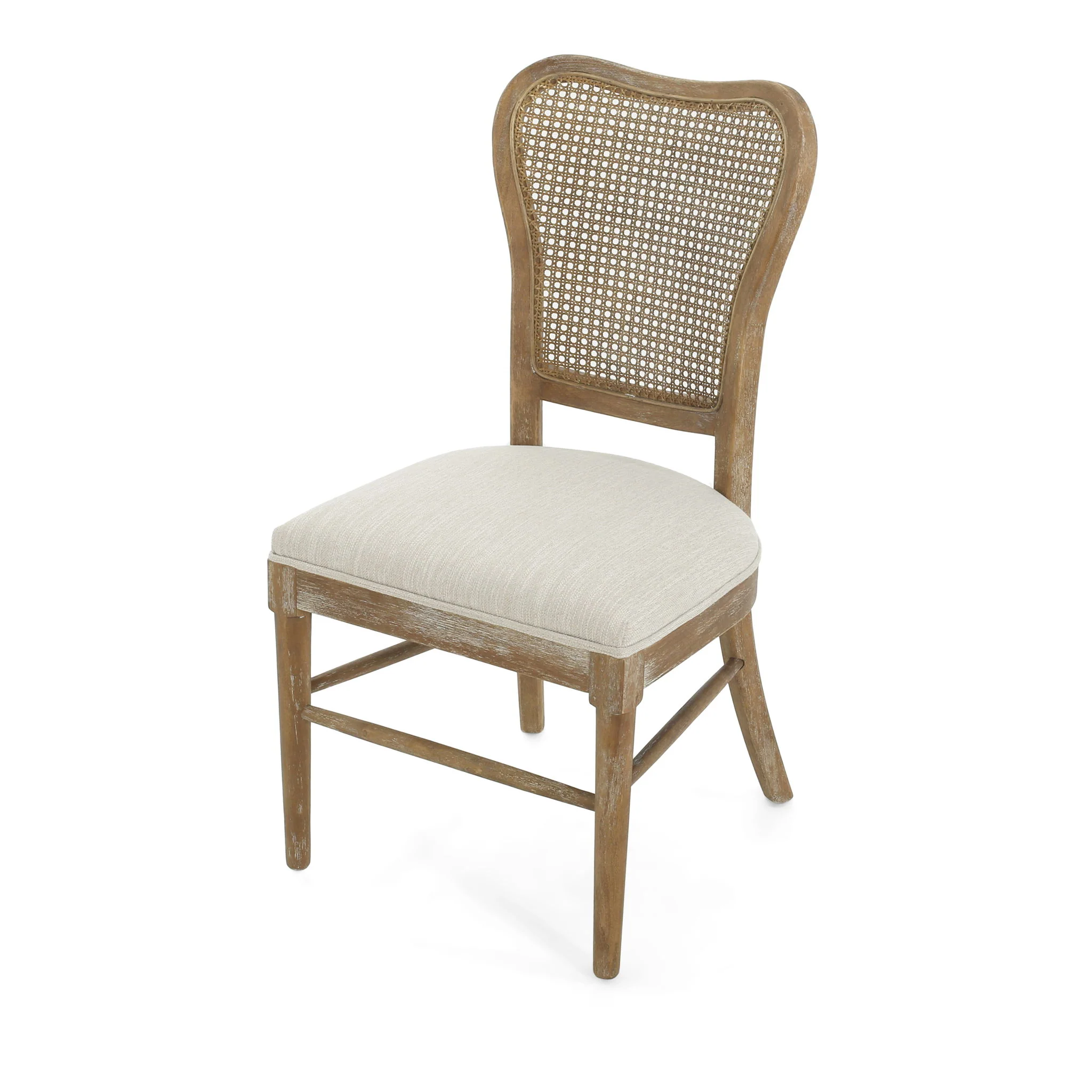 Classic Retro Dining Chair (Set of 2) With Rattan Backrest - Dark Brown / Beige - Image 7