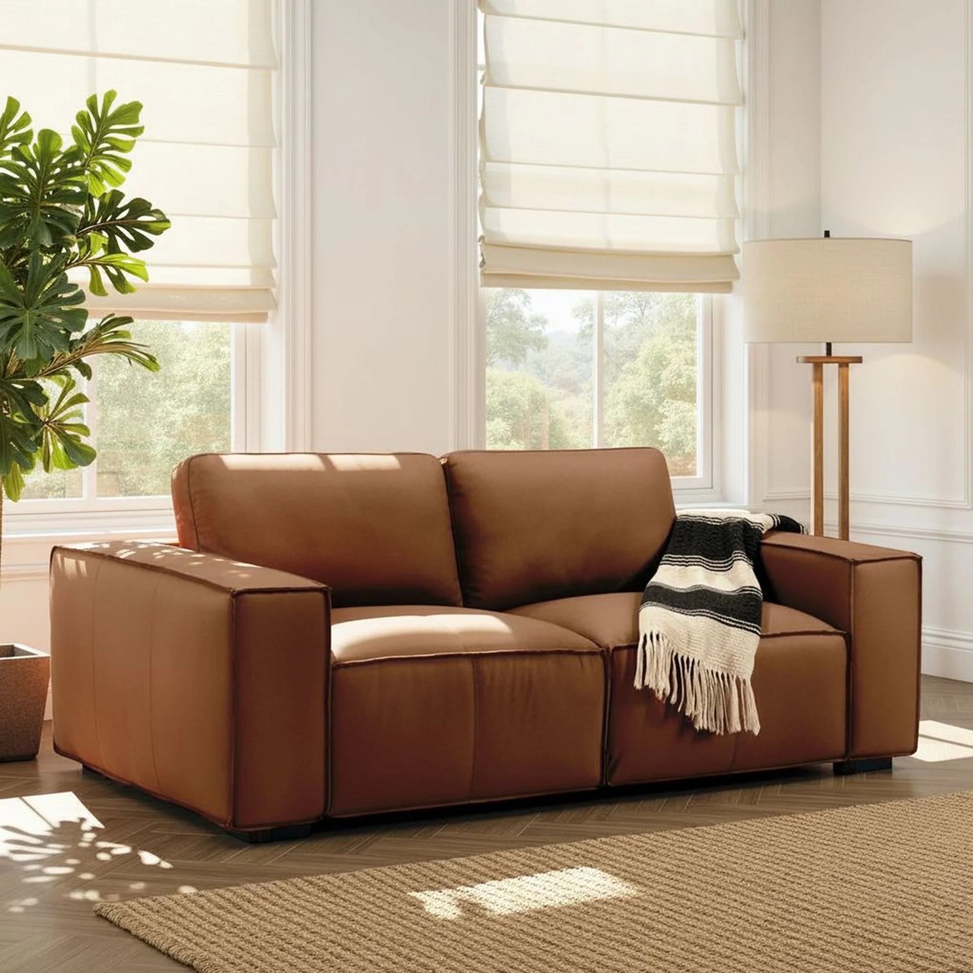 Clayton - Leather Loveseat With Track Arms - Image 6