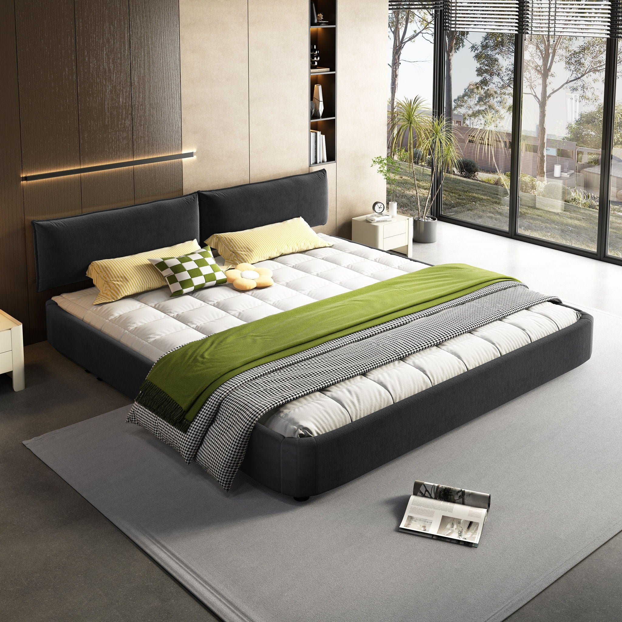 Cloud Bed Frame With Oversized Padded Movable Headboard - Image 15