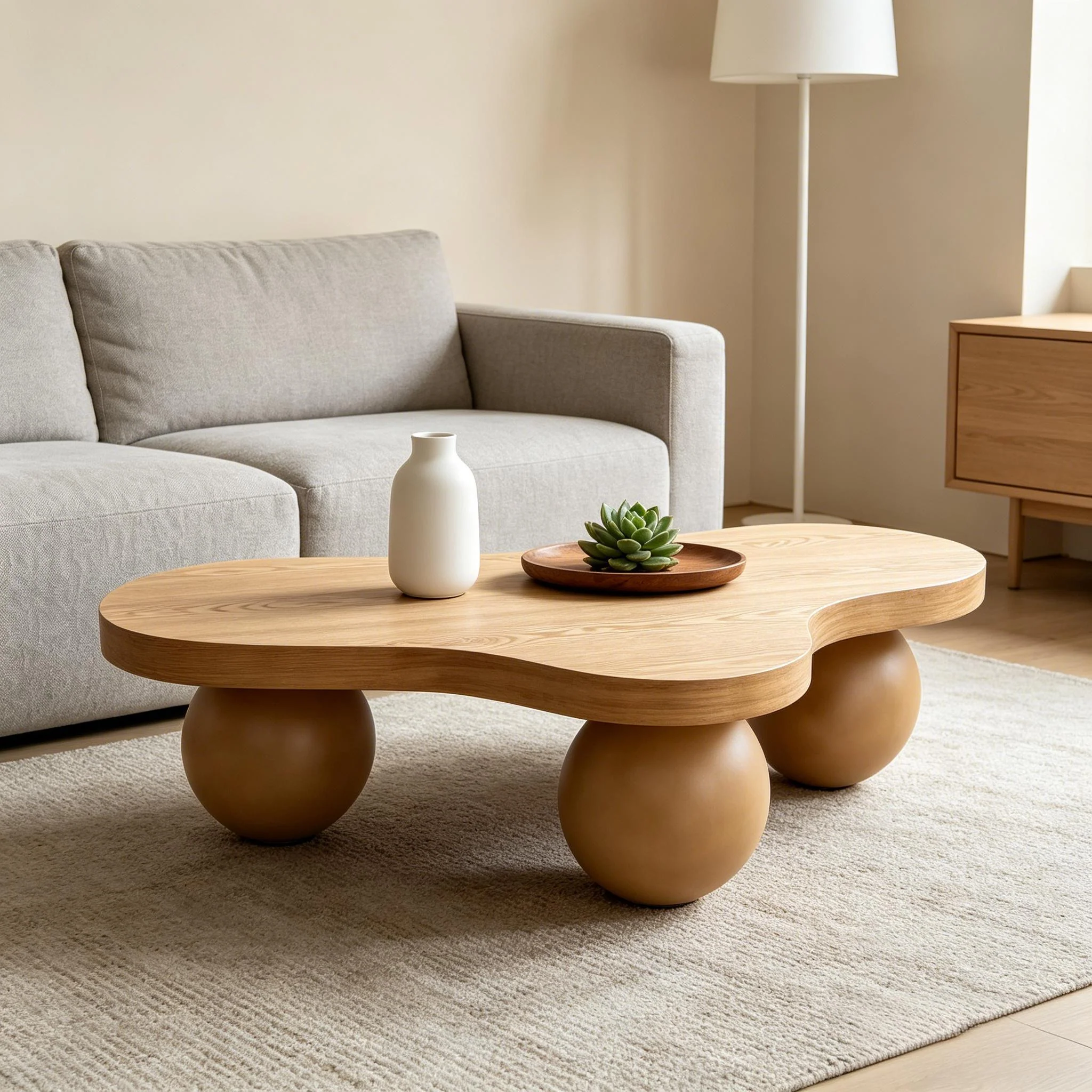 Cloud Shaped Coffee Table With 3 Ball Legs For Living Room - Image 4
