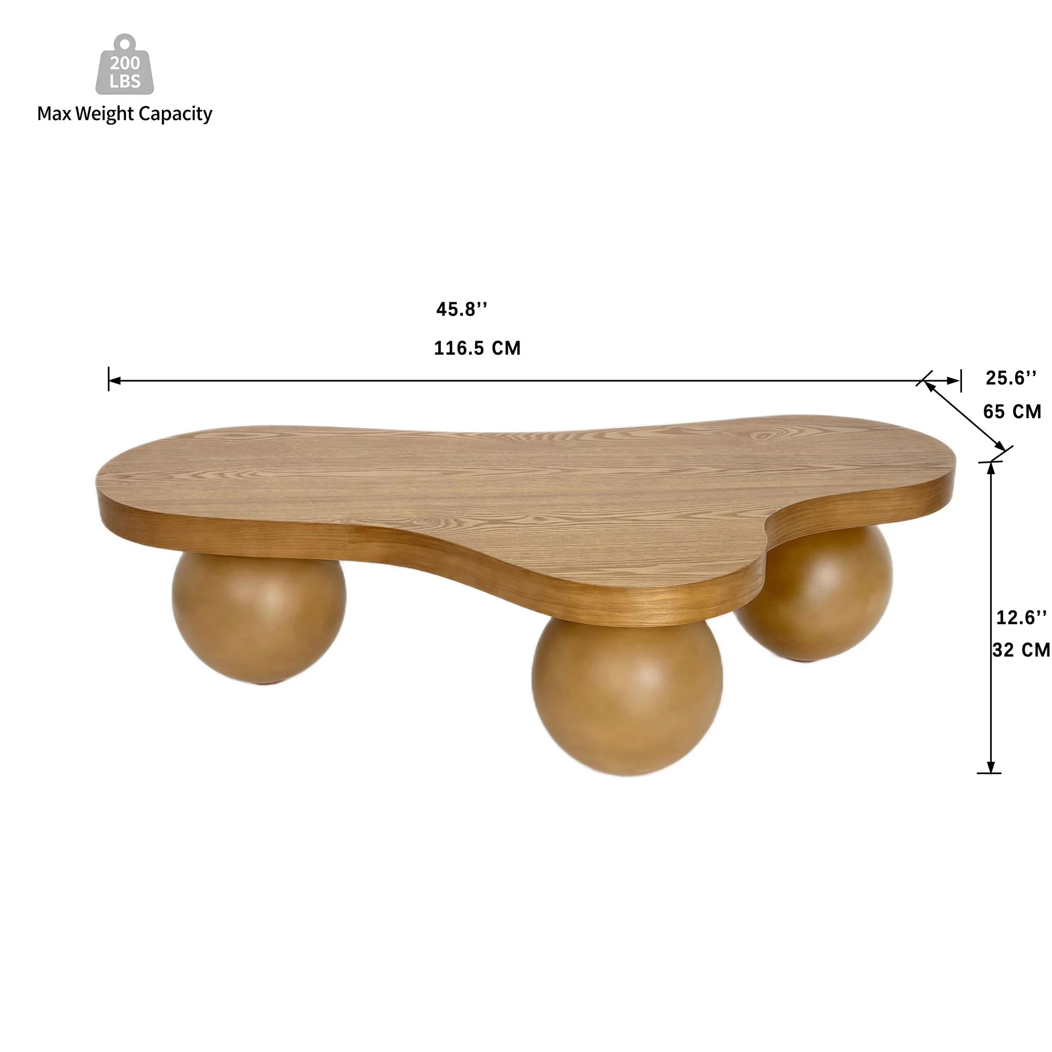 Cloud Shaped Coffee Table With 3 Ball Legs For Living Room - Image 5