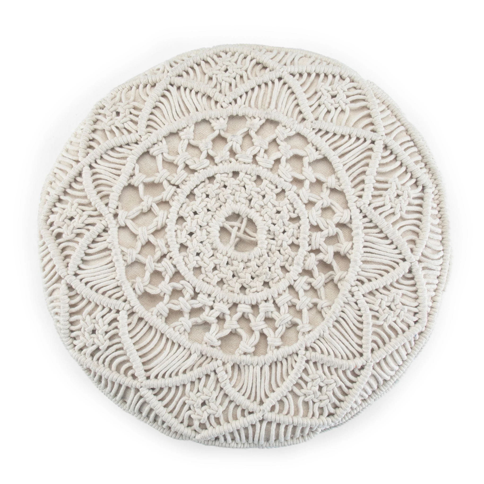 Coates - Round Macrame Pouf - Natural - Image 4