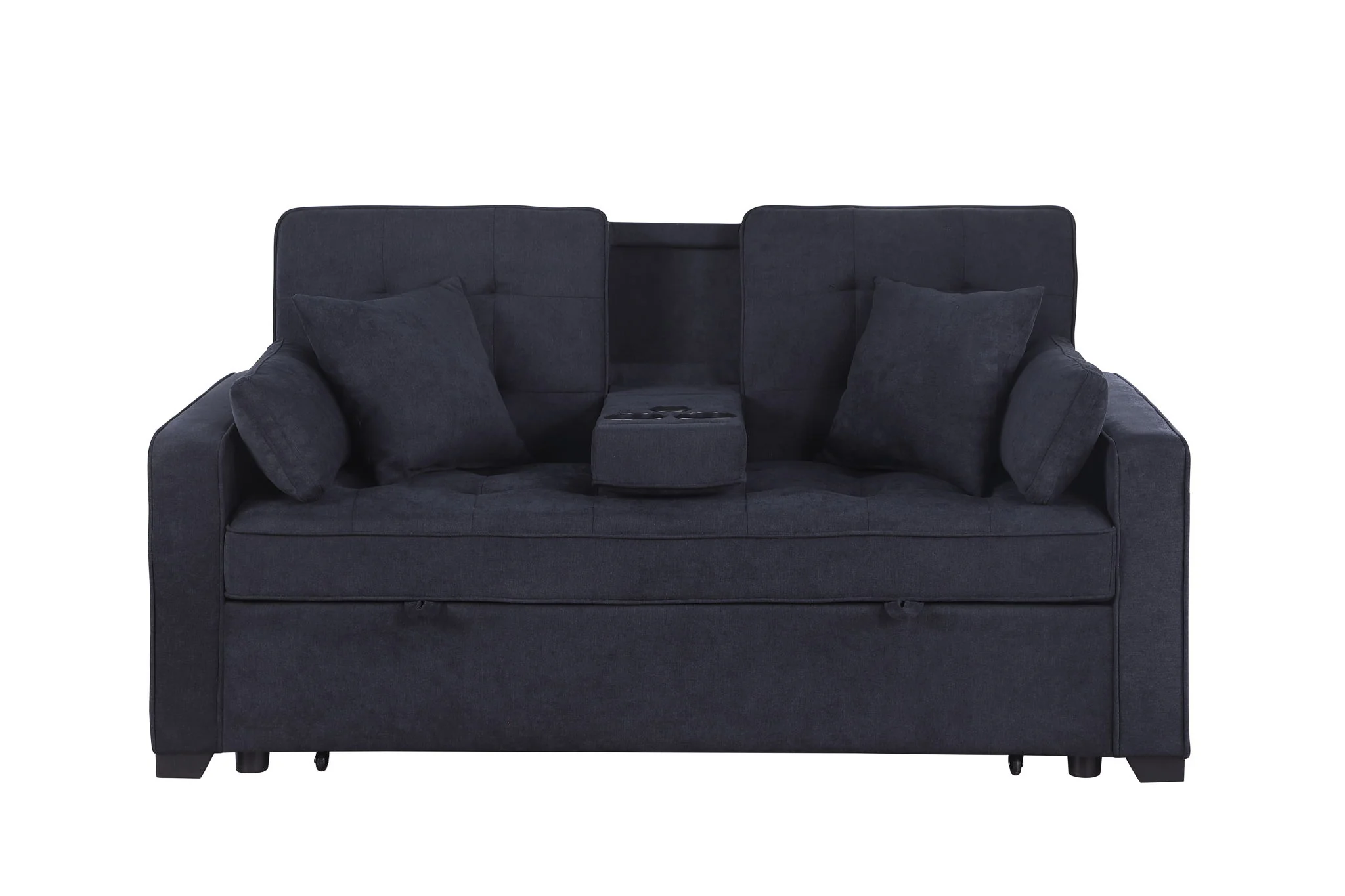 Cody II - 69.5"W Woven Fabric Convertible Sleeper Loveseat with Cup Holder - Image 8