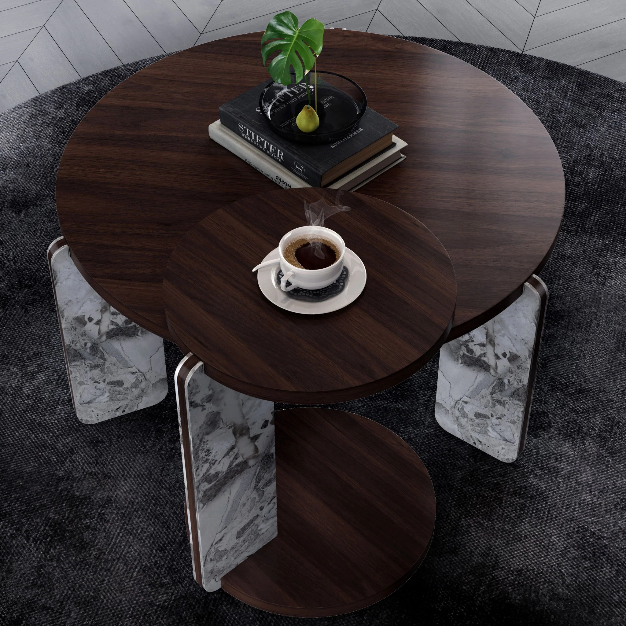Coffee Table Set With Center Table & Side Table - Image 6