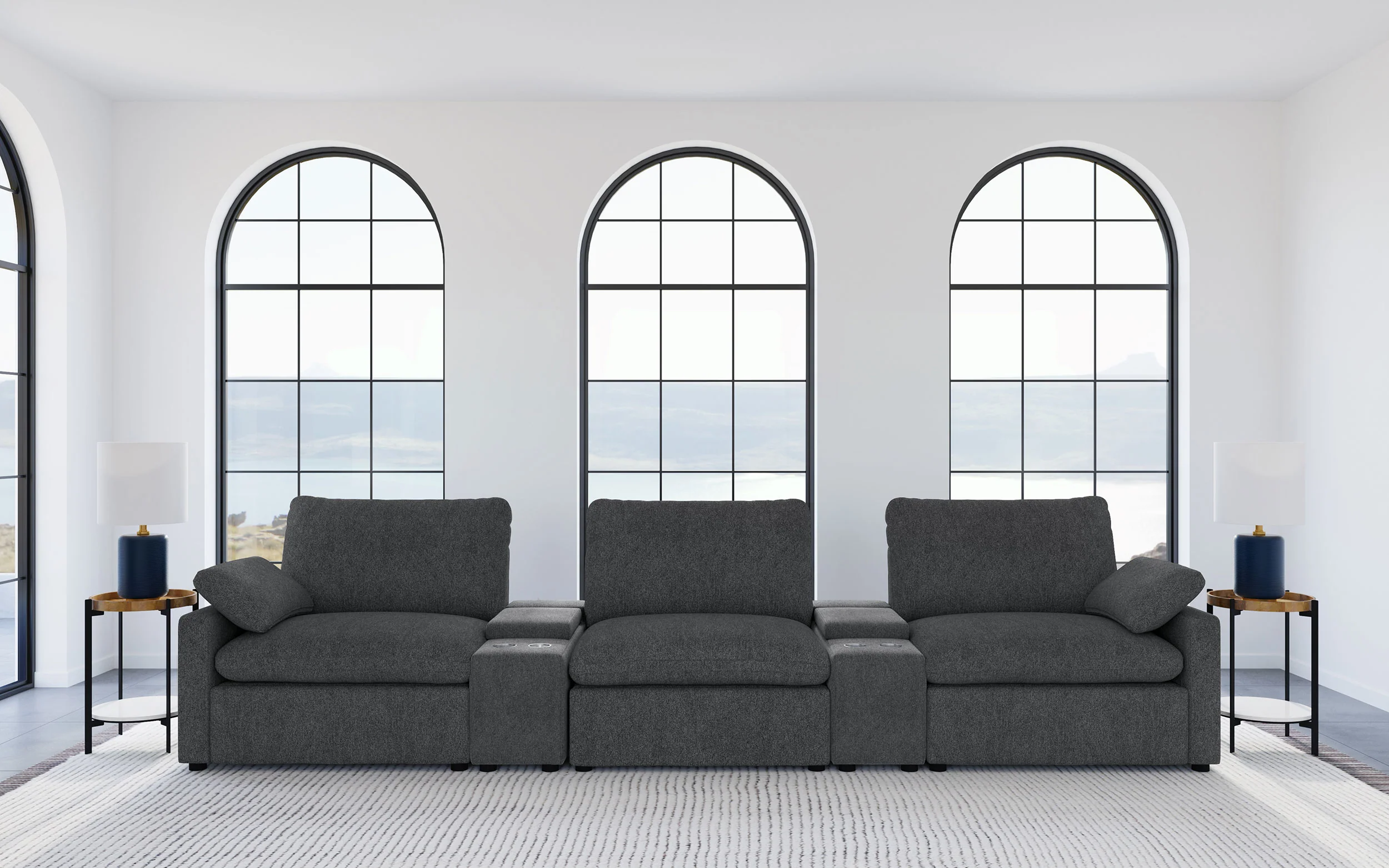 Collins 5-Piece Power Reclining Home Theater Seating Dark Grey - Image 3