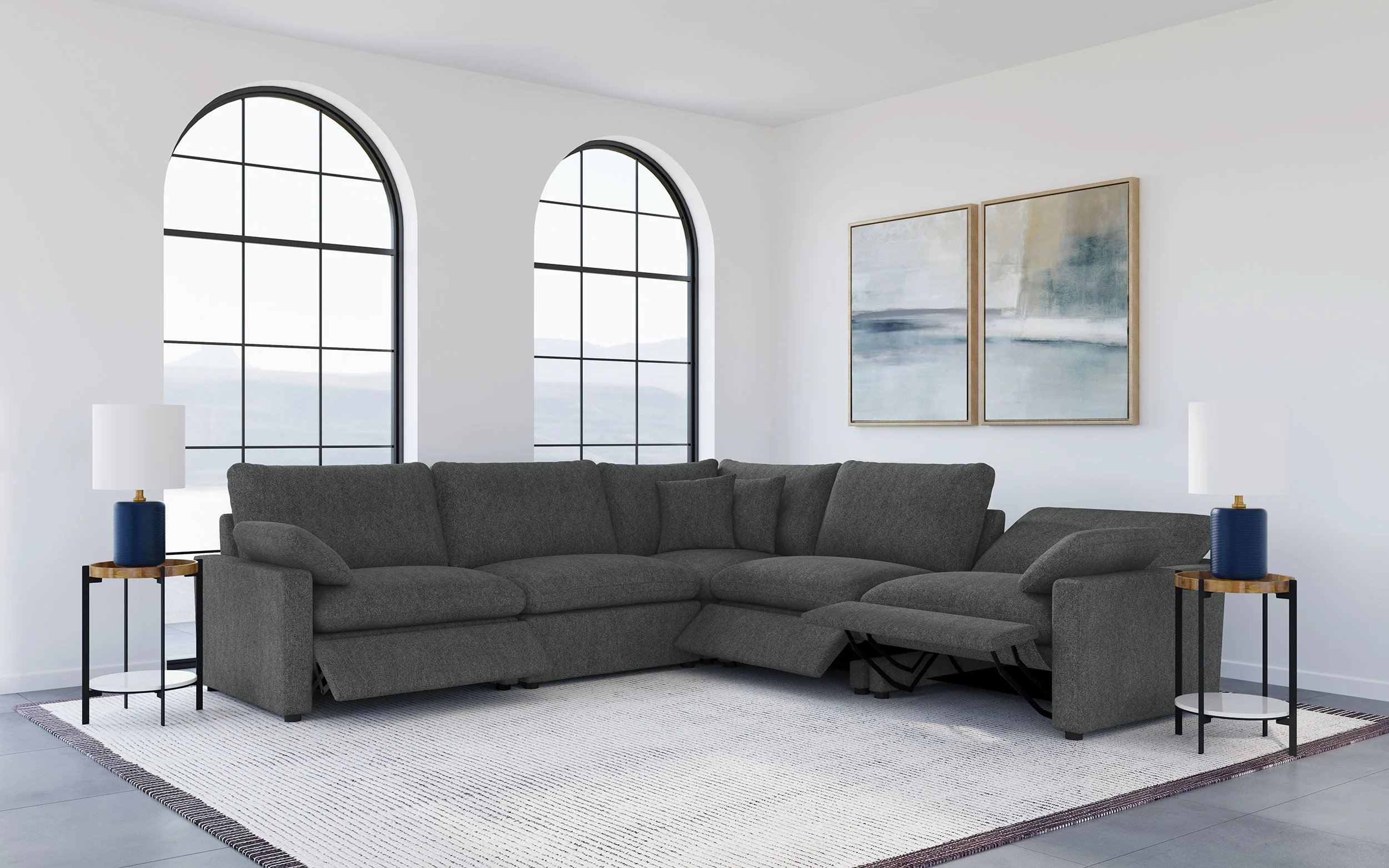 Collins Modular Power Armless Recliner in Dark Grey - Image 13