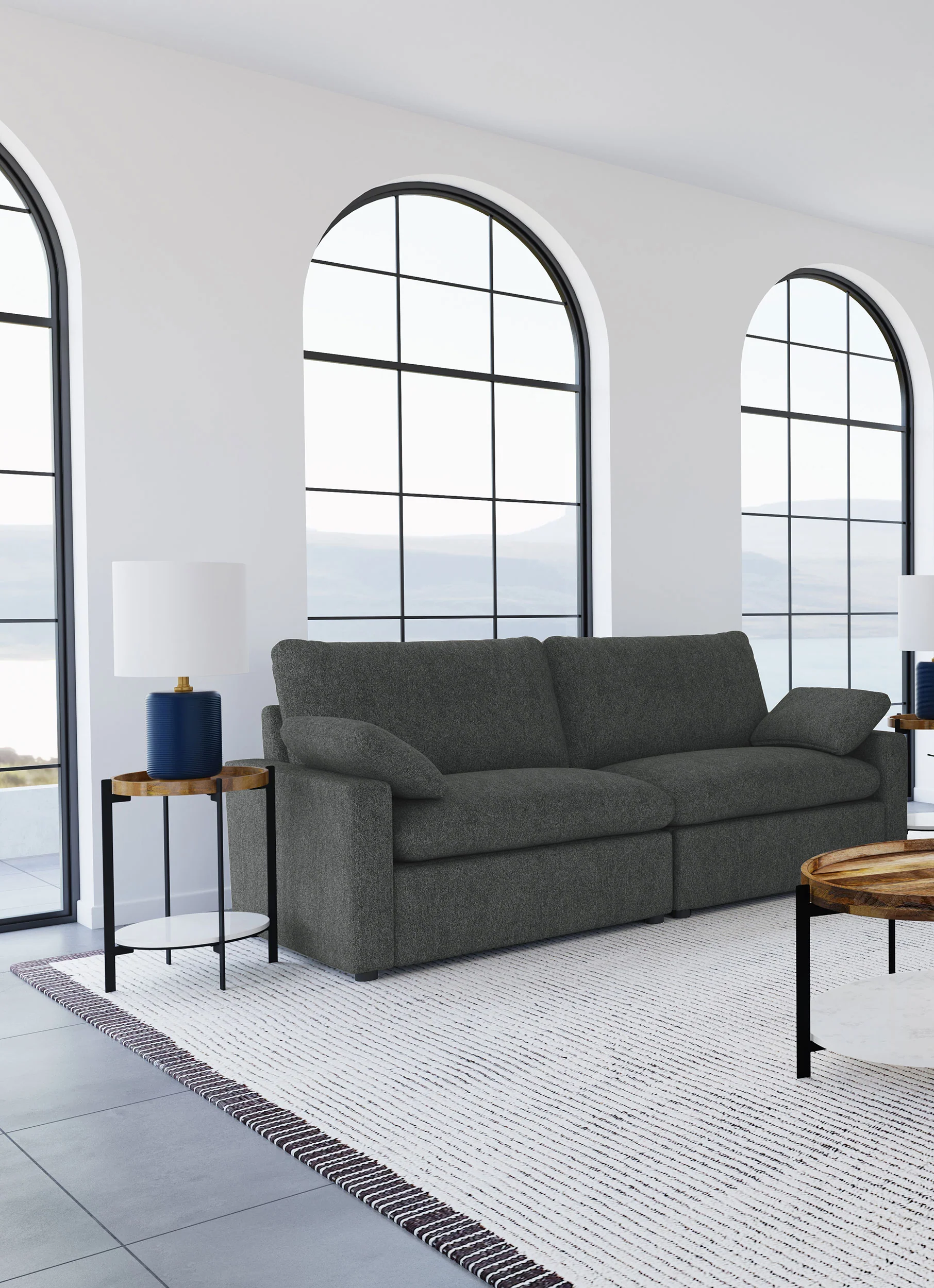 Collins Modular Power Loveseat in Dark Grey - Image 5