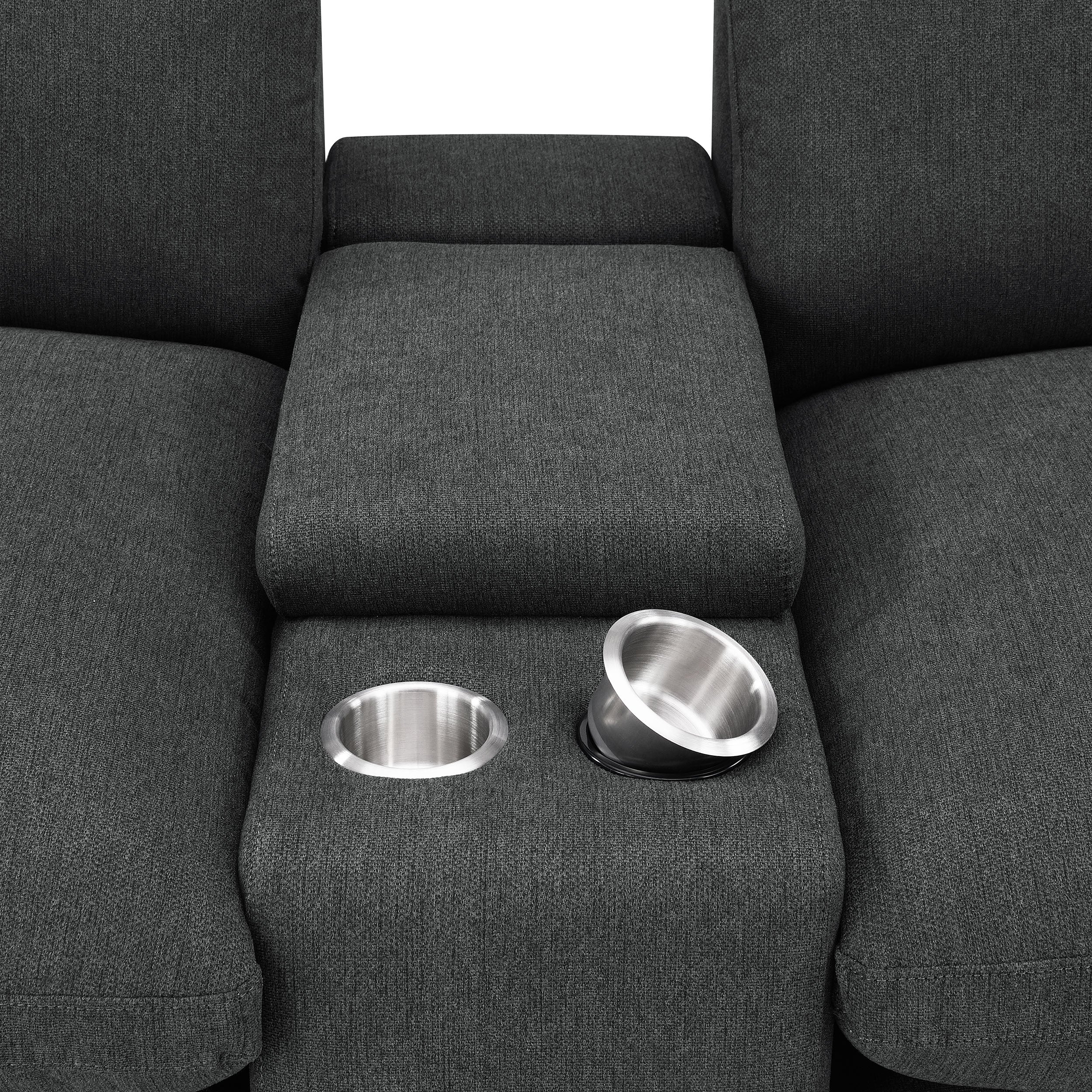 Collins Upholstered Modular Storage Console Dark Grey - Image 7