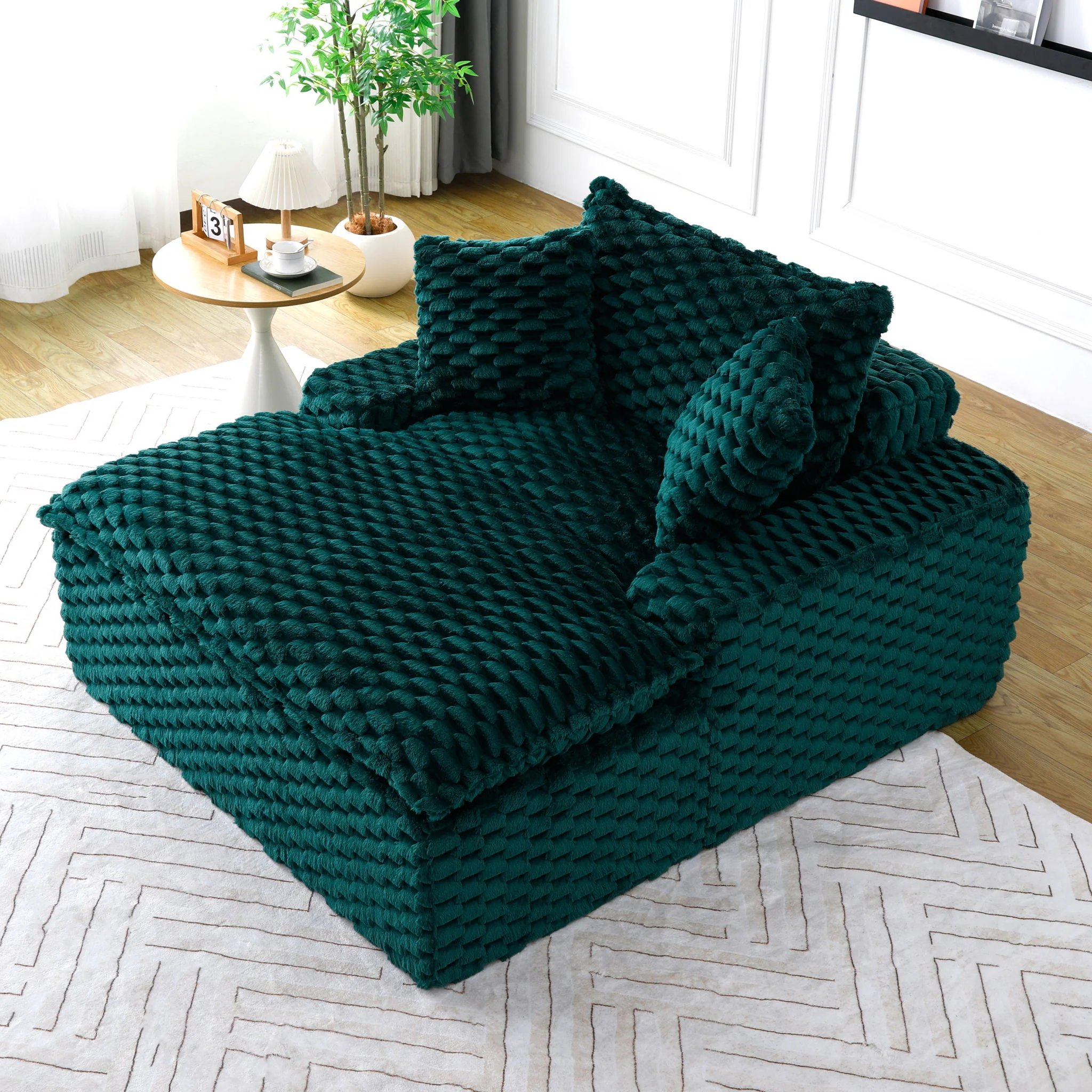 Comfort Bearing Sofa With 2 Pillows And 1 Backrest - Green - Image 3