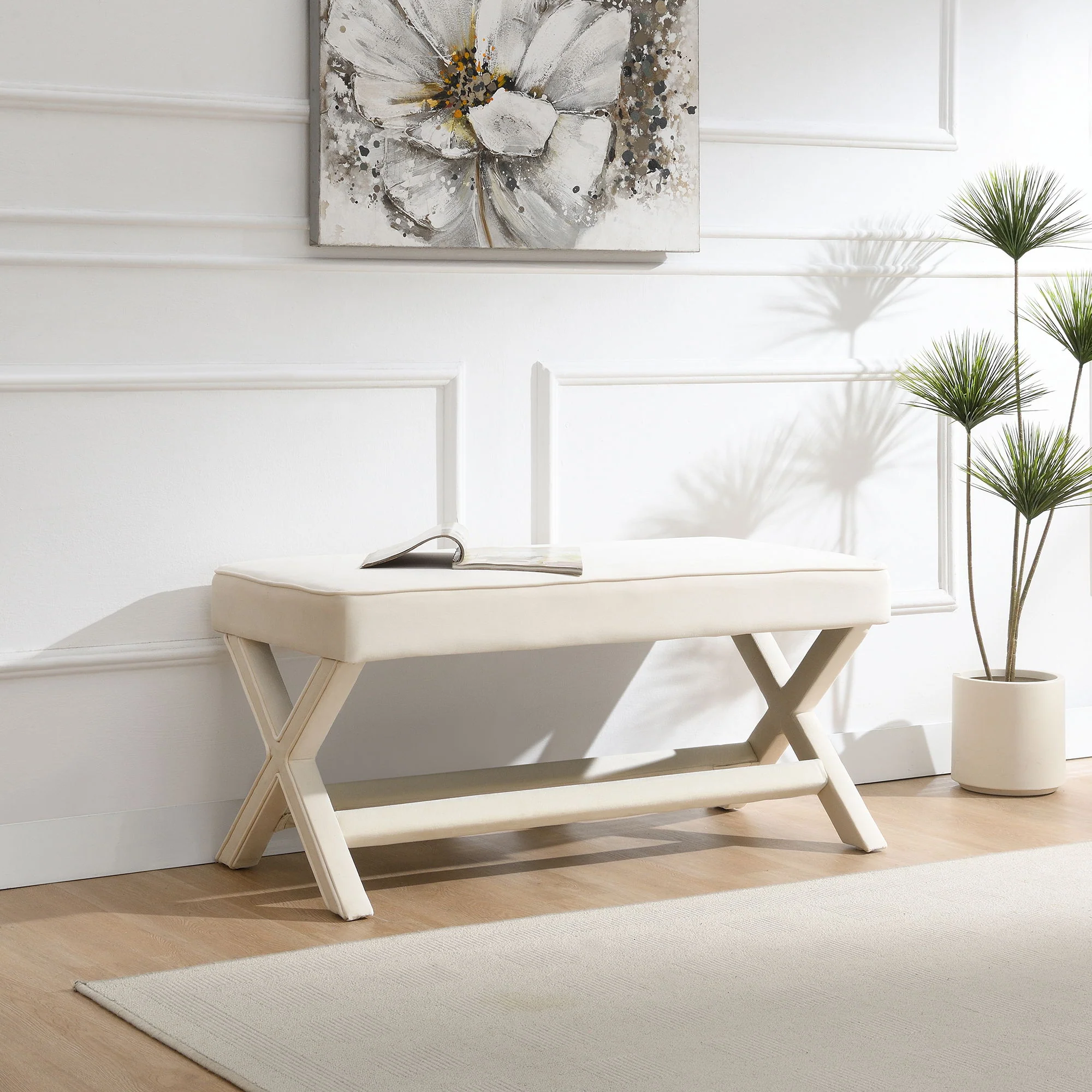 Comfort Double Bench Upholstered With X Crossed Legs - Image 11