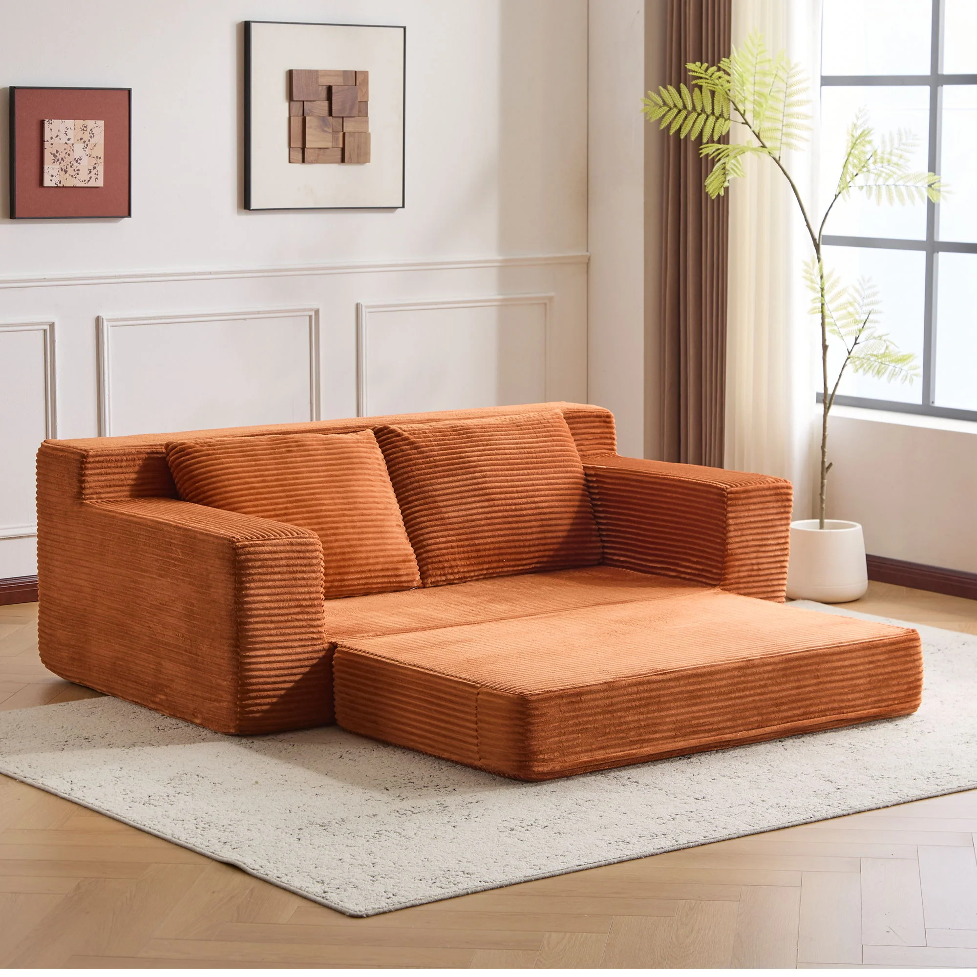 Comfortable Deep Seat Loveseat Sofa Bed, Reversible Cushion With Pillows - Image 25
