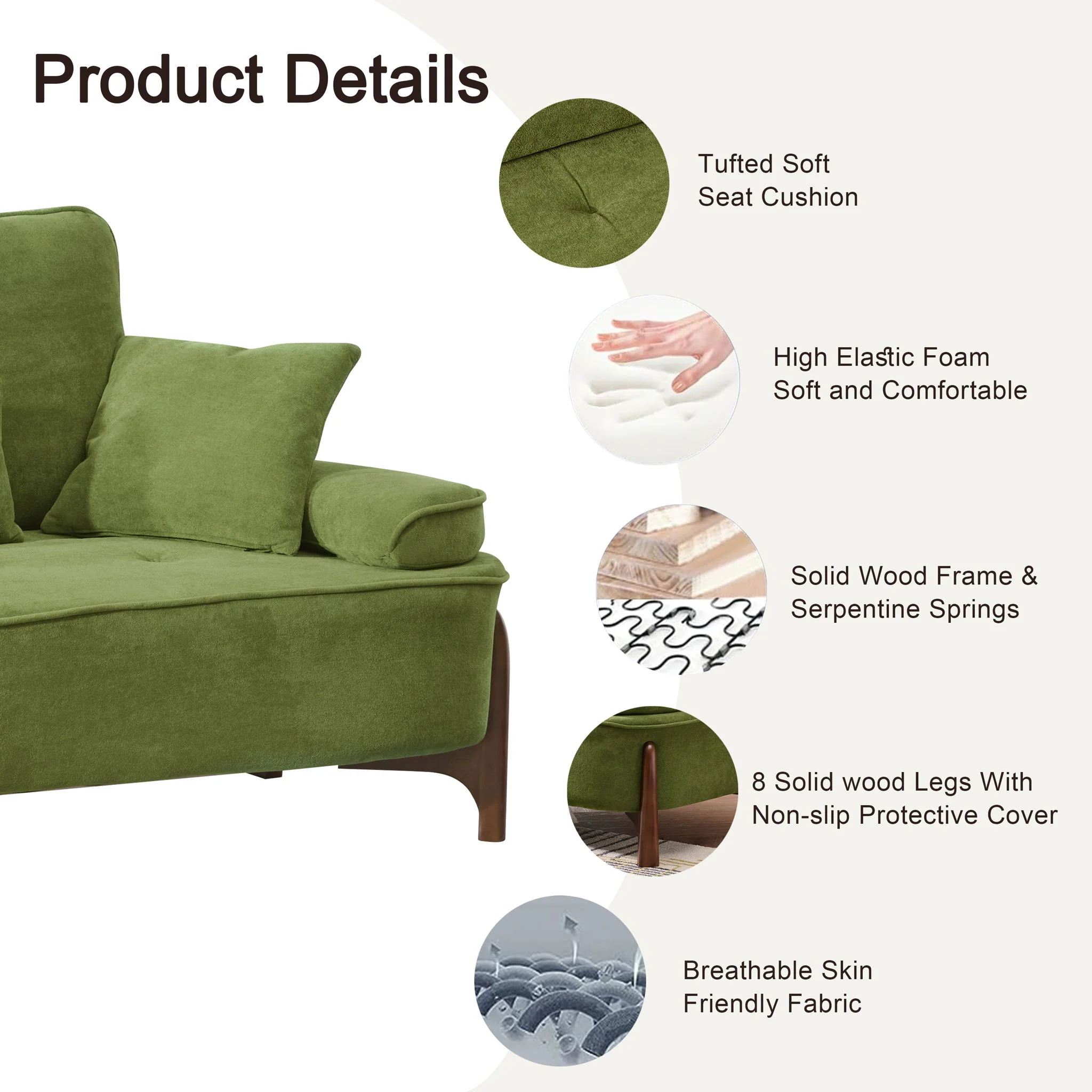 Comfortable Deep Seated Sofa With Pillows - Image 5