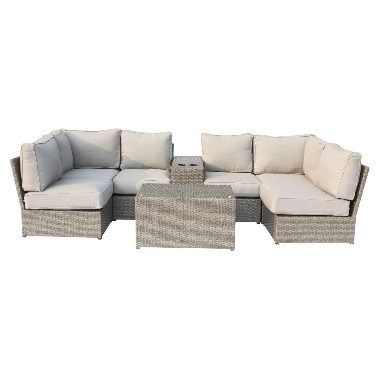 Comfortable Modern Patio Rattan Sectional Set With Cushions - Image 17