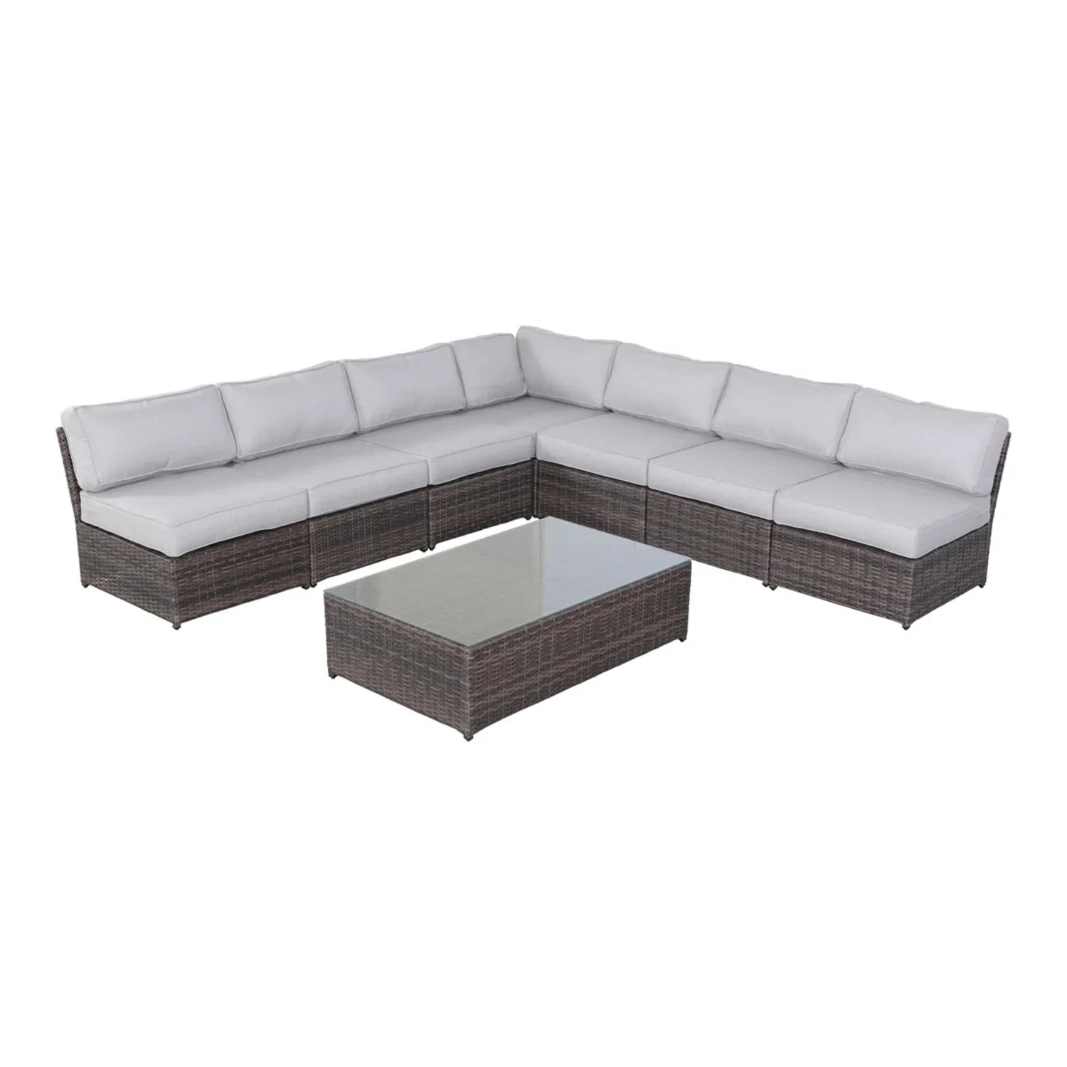 Comfortable Modern Patio Rattan Sectional Set With Cushions - Image 31