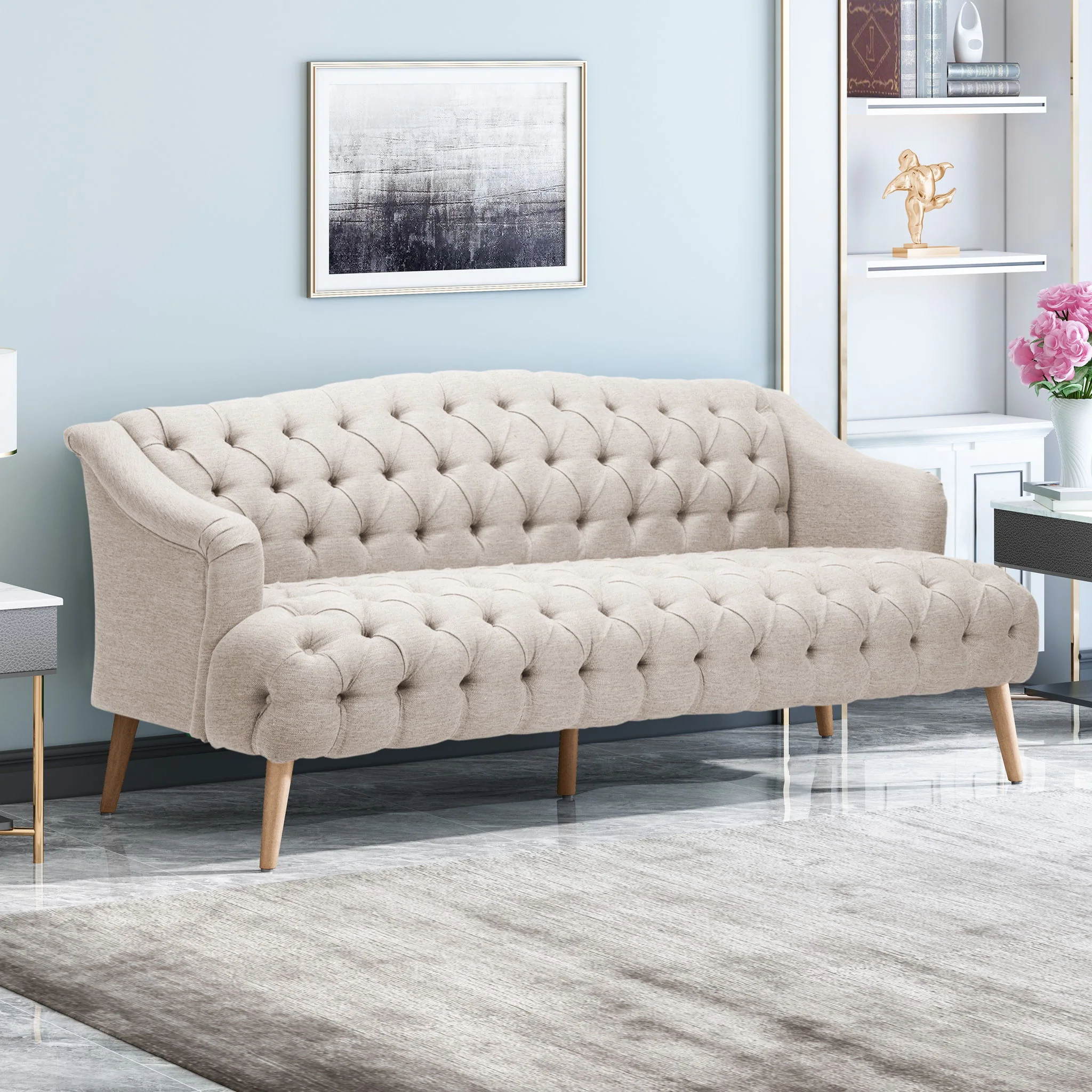 Comfy 3 Seat Sofa With Wooden Legs, For Living Room And Study - Image 20