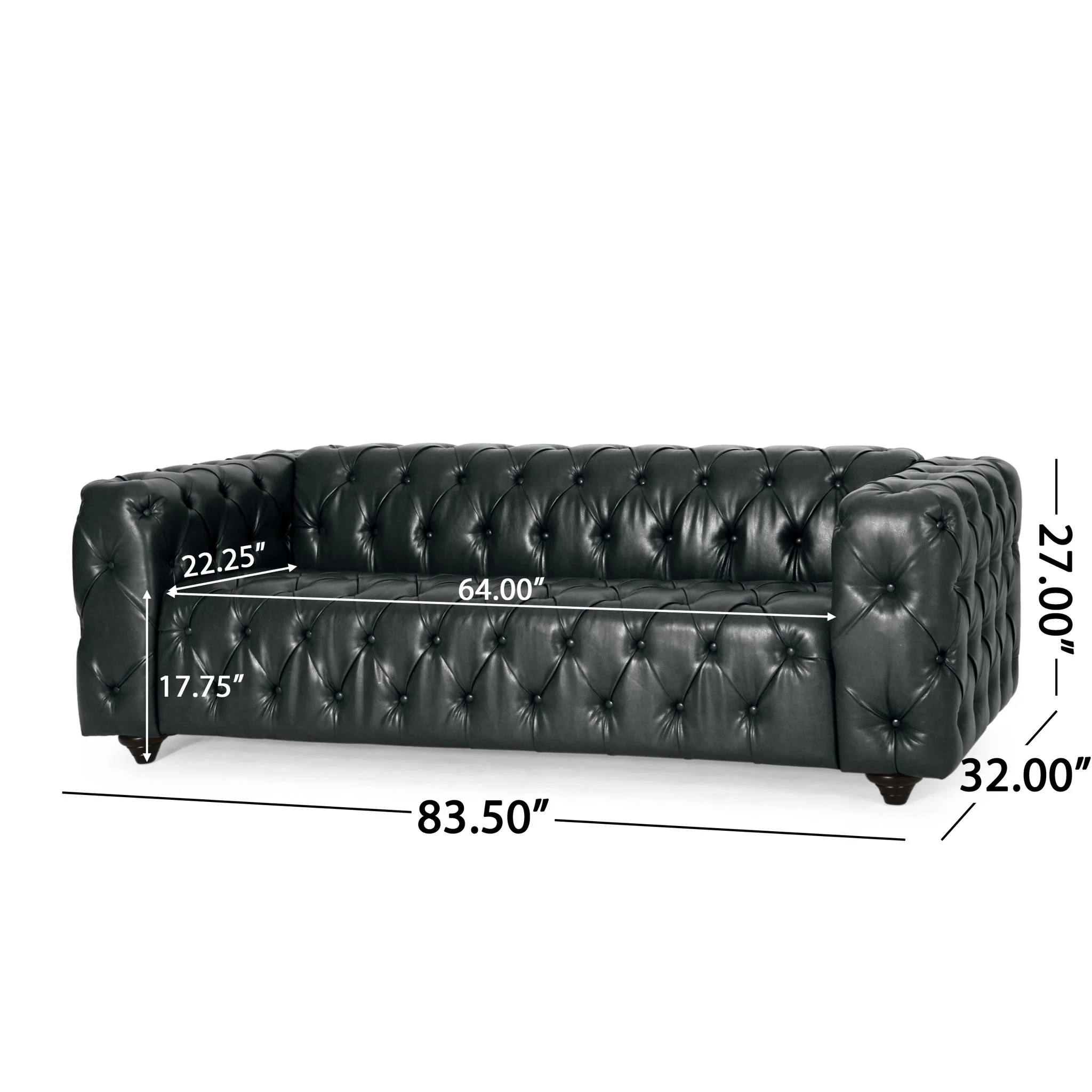 Comfy 3 Seat Sofa & Wooden Legs, For Living Room And Study - Black - Image 6