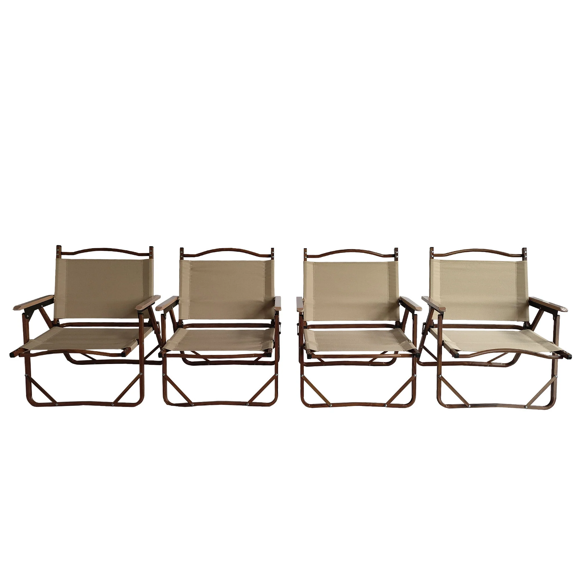 Comfy Foldable And Portable Chair With Armrests, Indoor And Outdoor (Set of 4) - Brown - Image 3