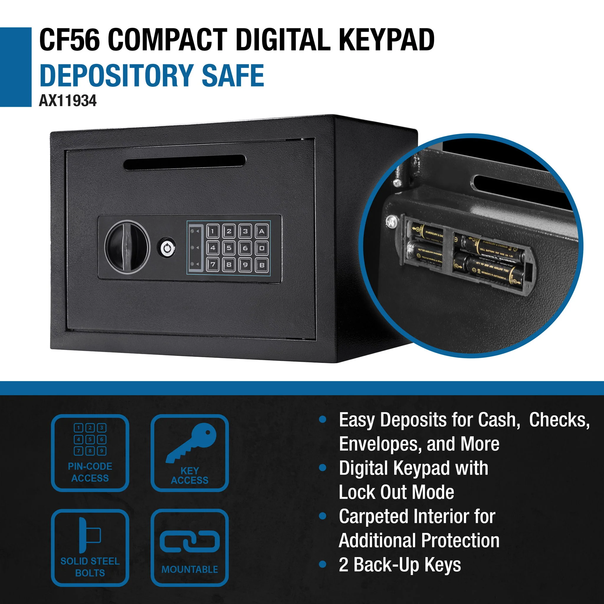 Compact Keypad Depository Safe - Black - Image 4