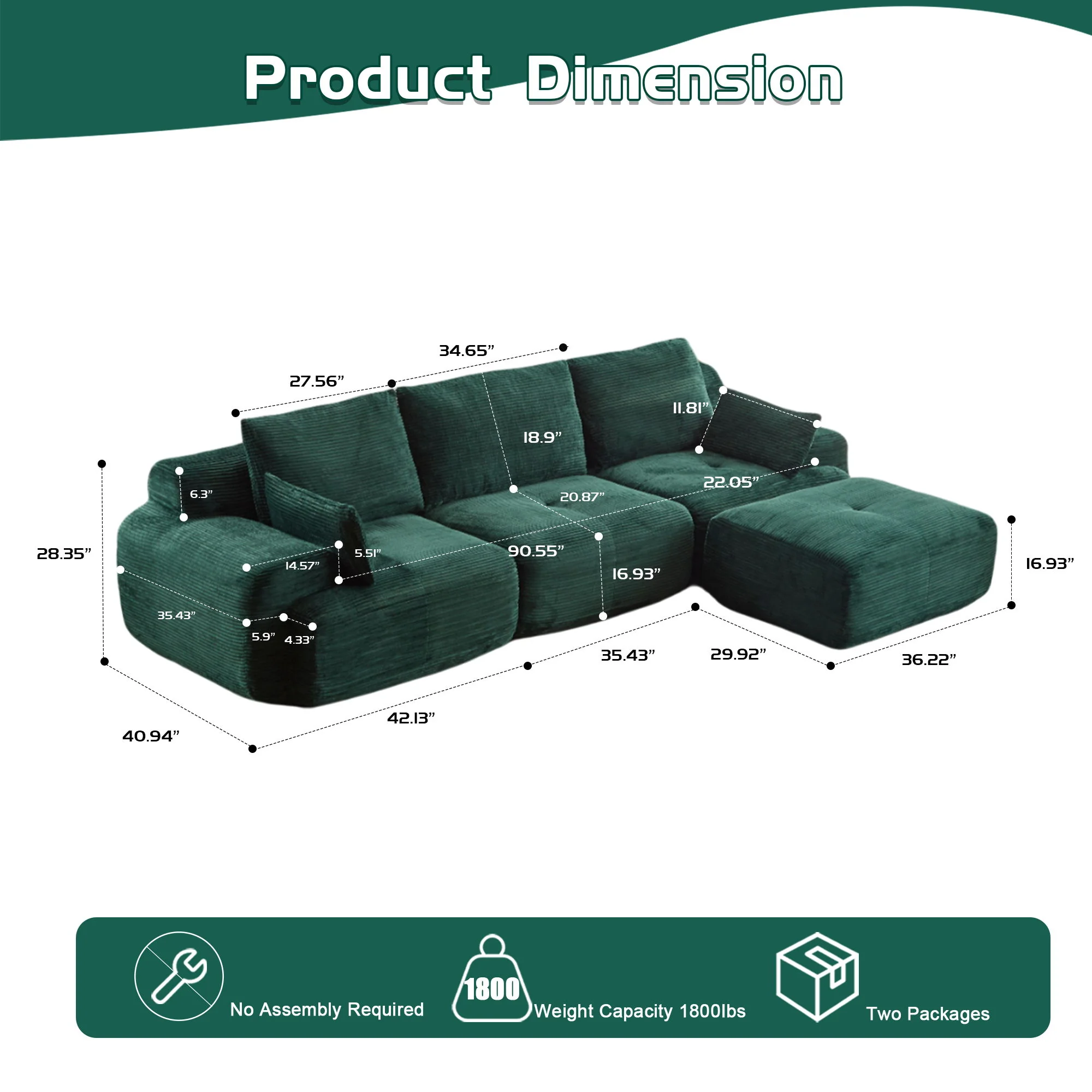 Compressed Sofa, Large Sectional Couches For Living Room - Image 16
