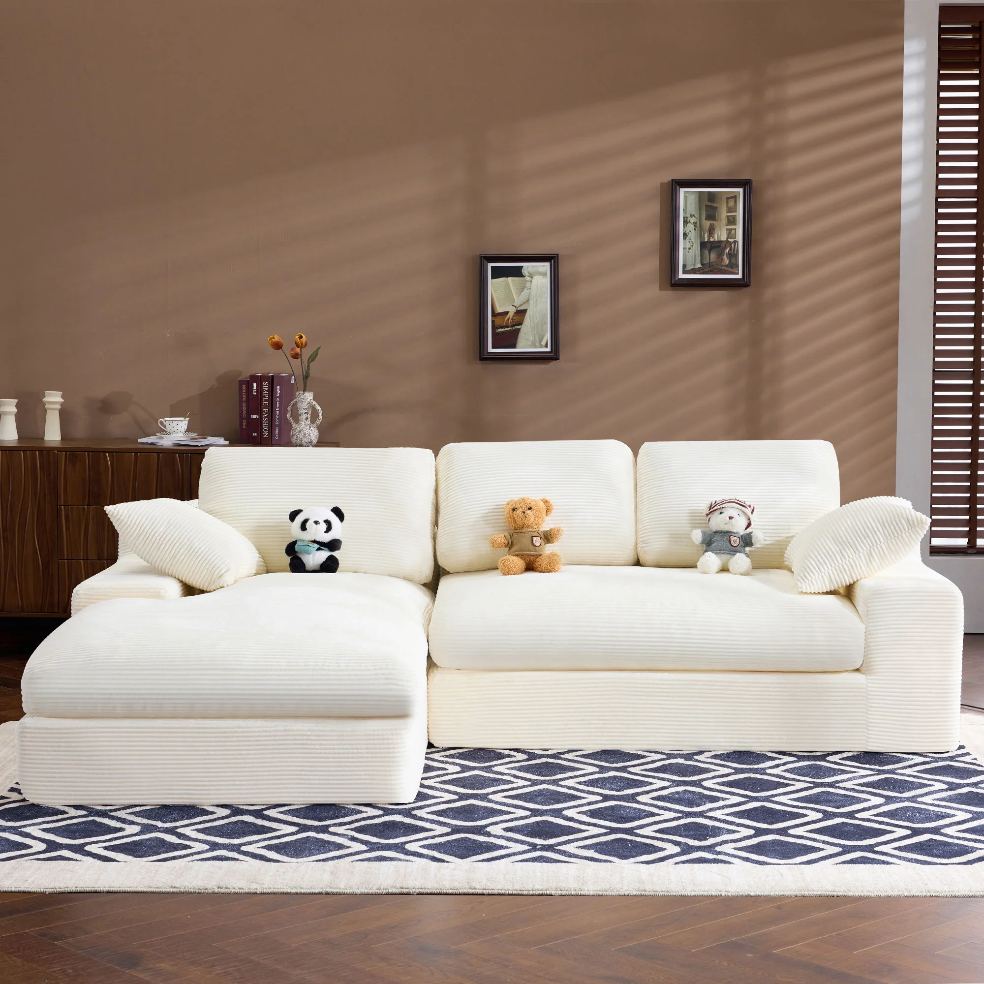 Compressed Sofa With 3 Back Cushions, 2 Throw Pillows - Image 11
