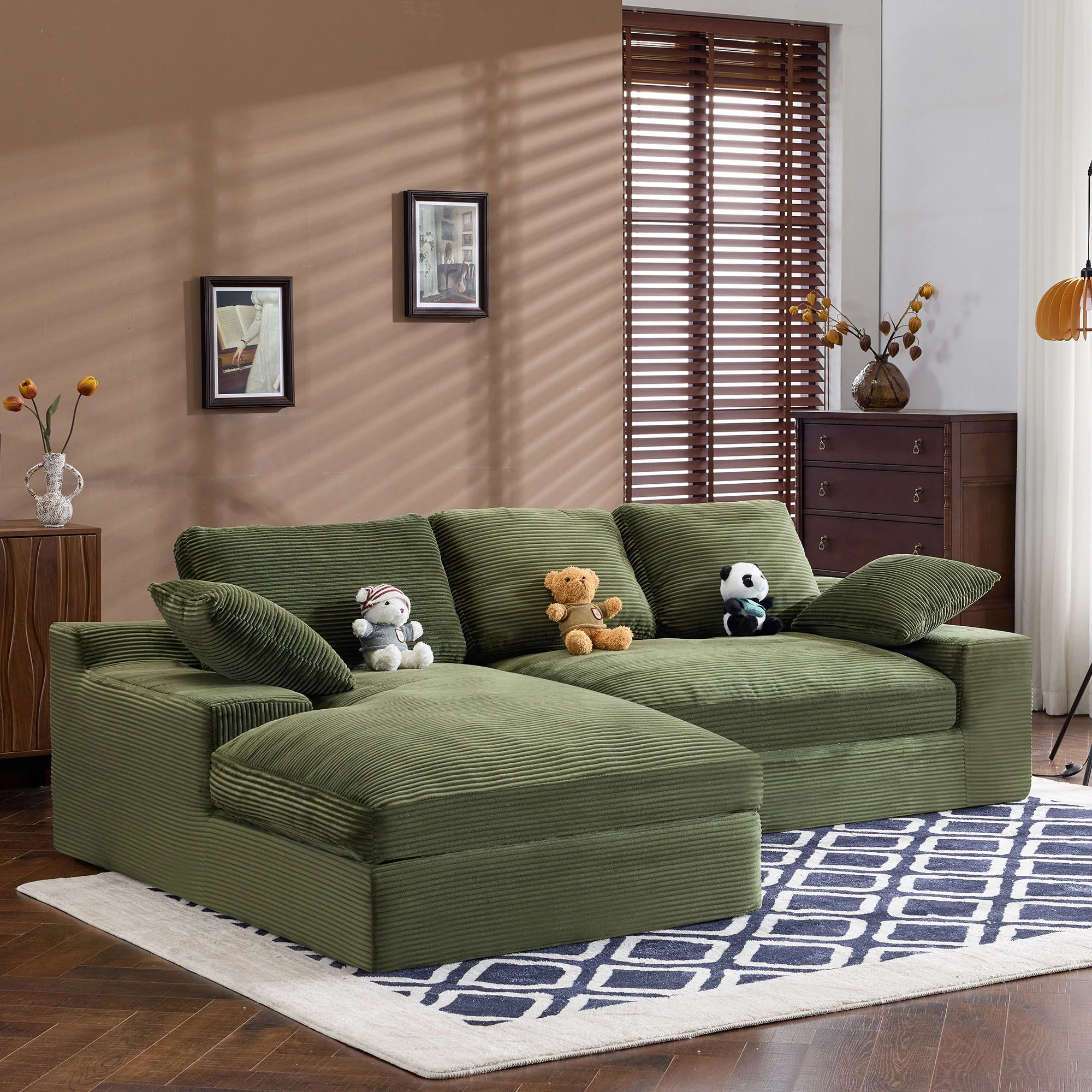 Compressed Sofa With 3 Back Cushions, 2 Throw Pillows - Image 4