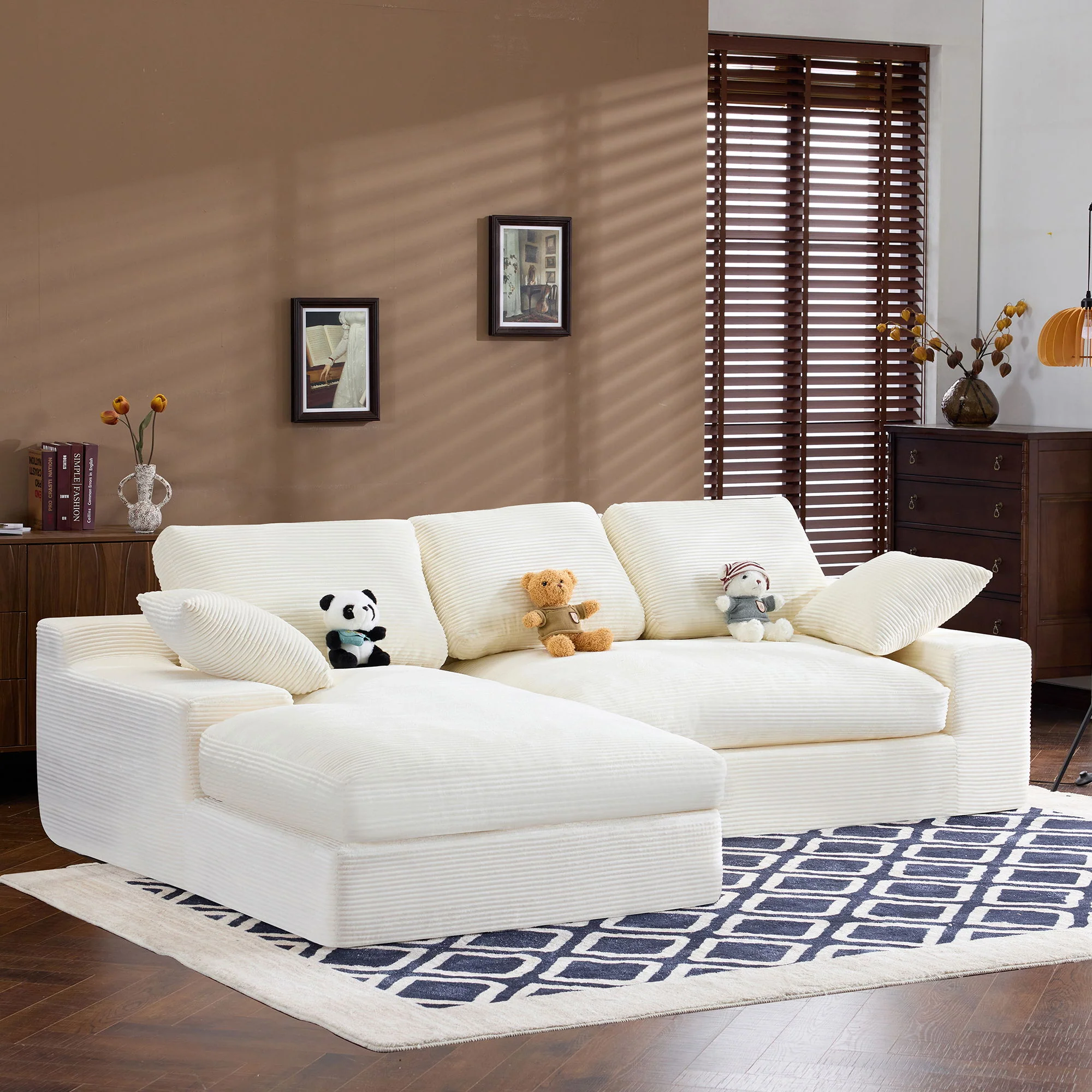 Compressed Sofa With 3 Back Cushions, 2 Throw Pillows - Image 6