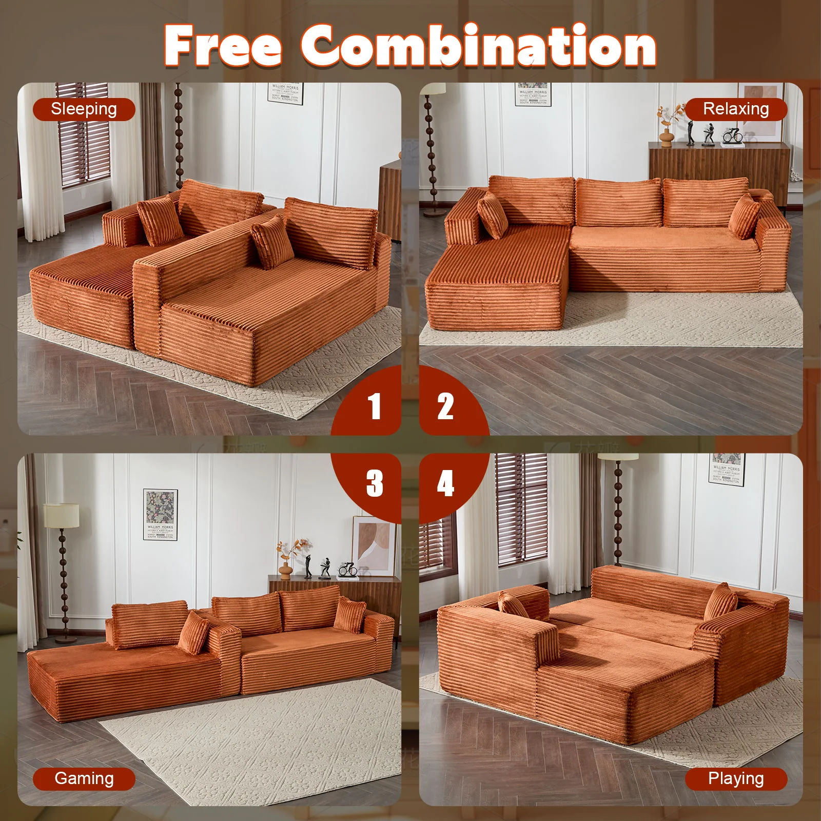Compression Sectional Couch With Comfy Chaise, Boneless L Shape Sofa With Deep Seat - Image 12