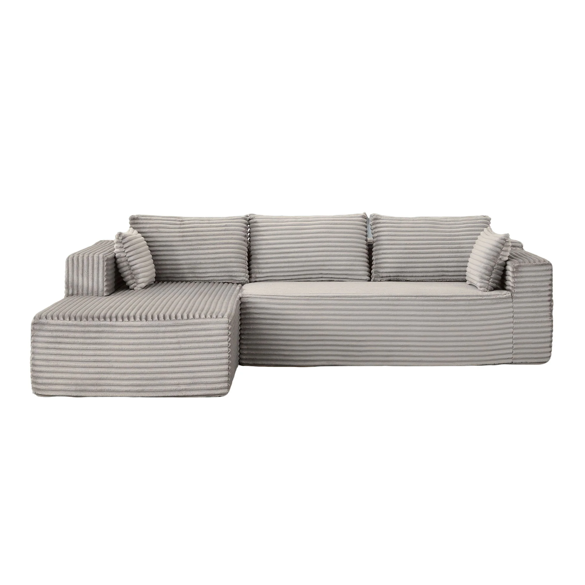 Compression Sectional Couch With Comfy Chaise, Boneless L Shape Sofa With Deep Seat - Image 3